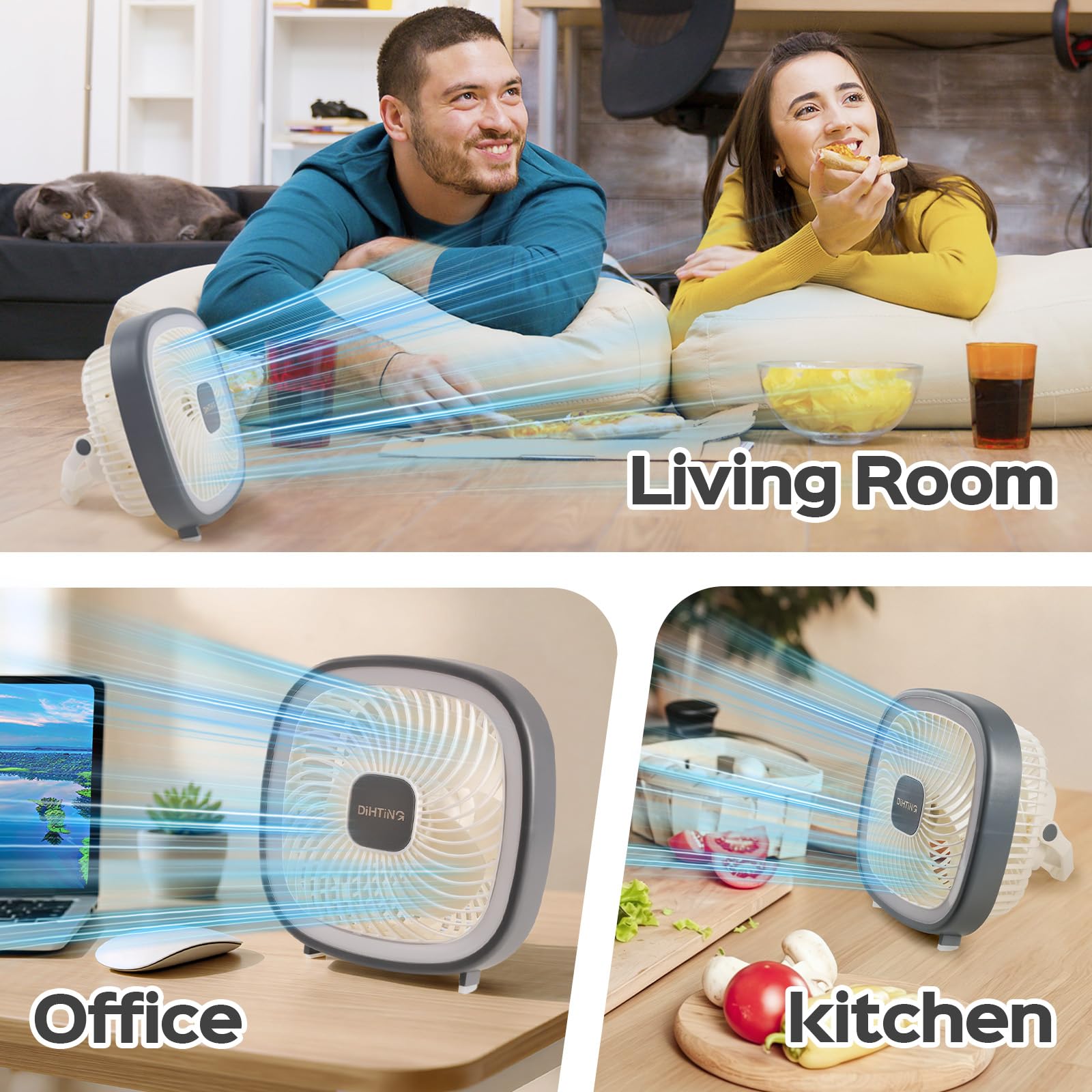 Portable travel desk fan with storage bag