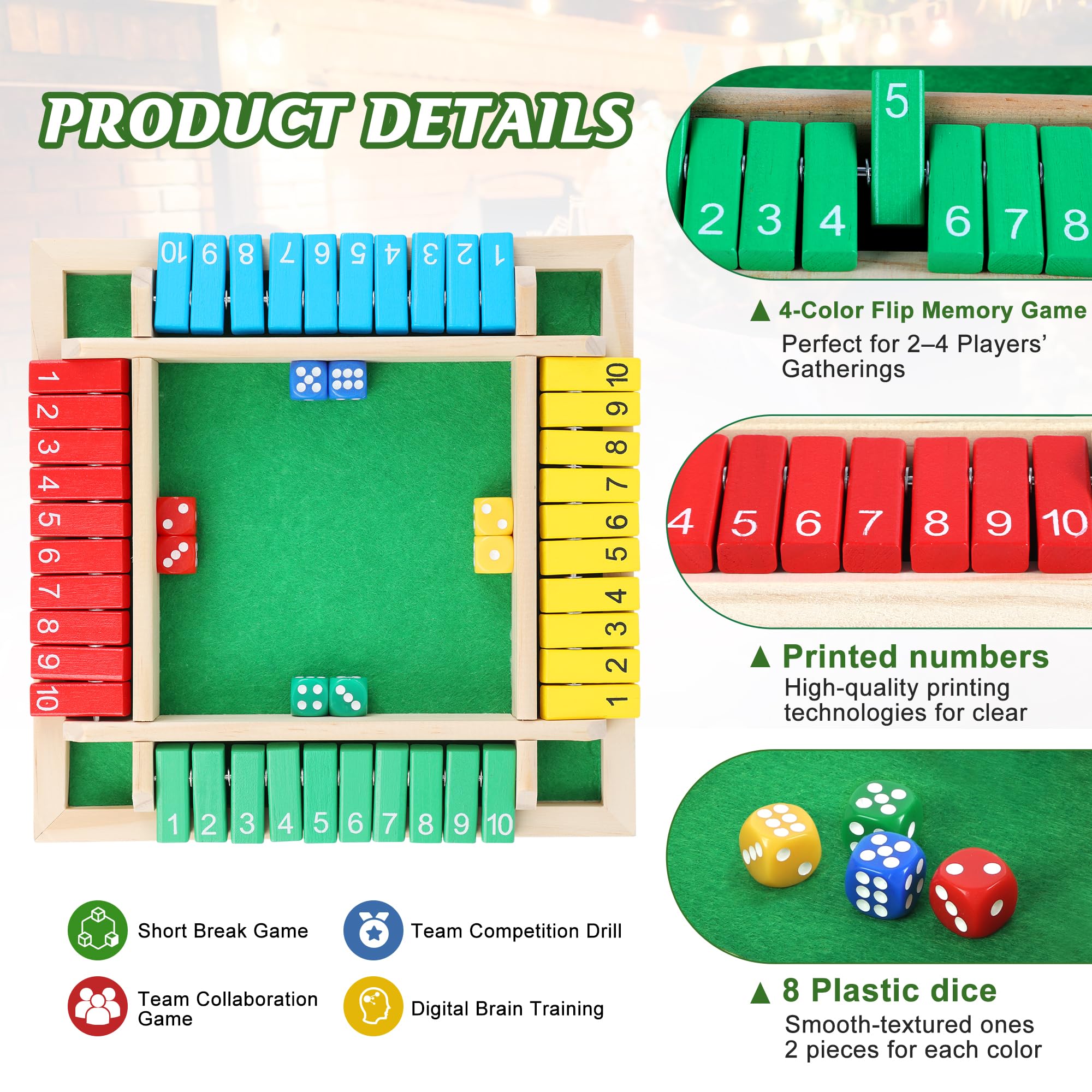 family friendly dice game for 2-4 players