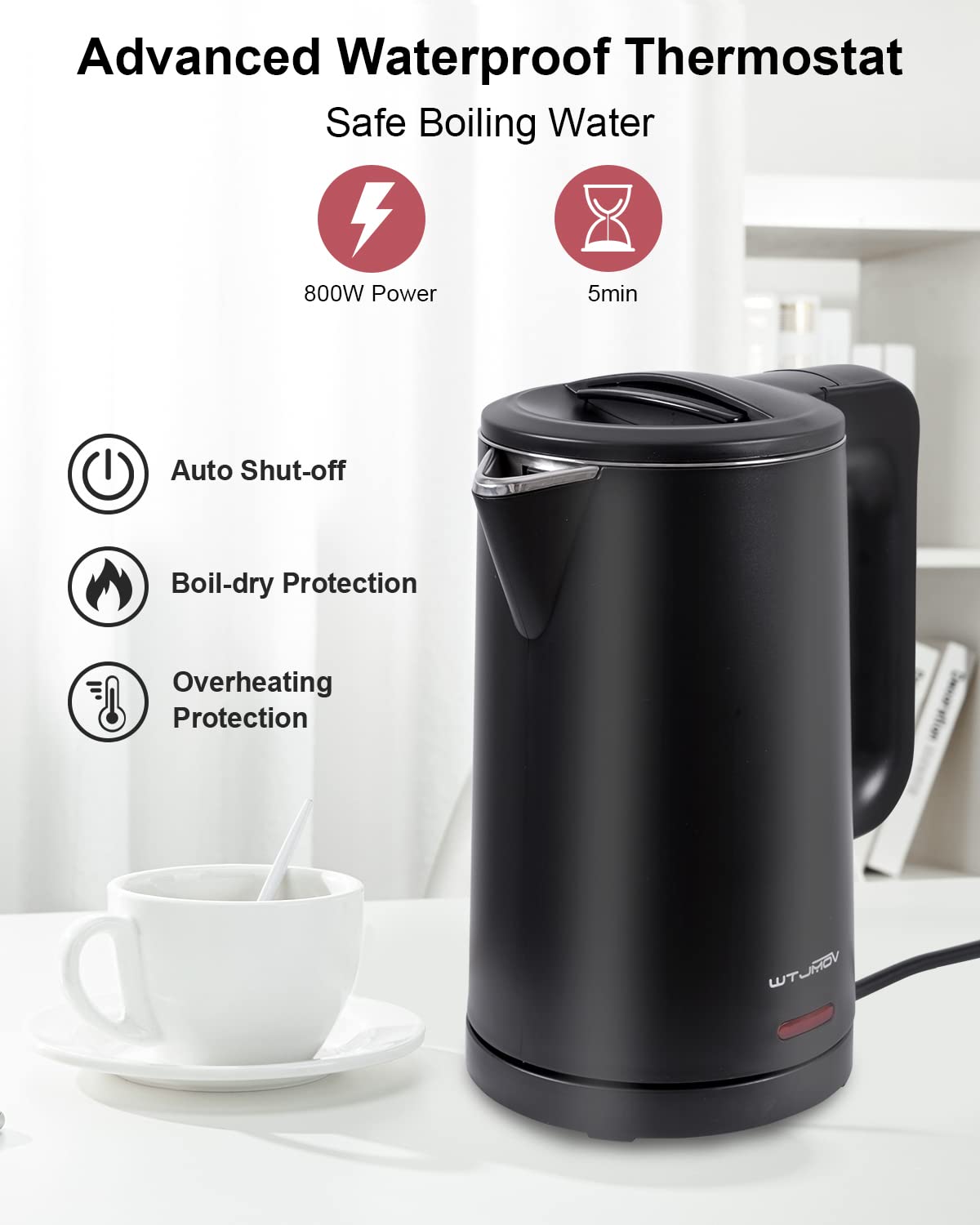 cordless electric kettle with 360 degree swivel base