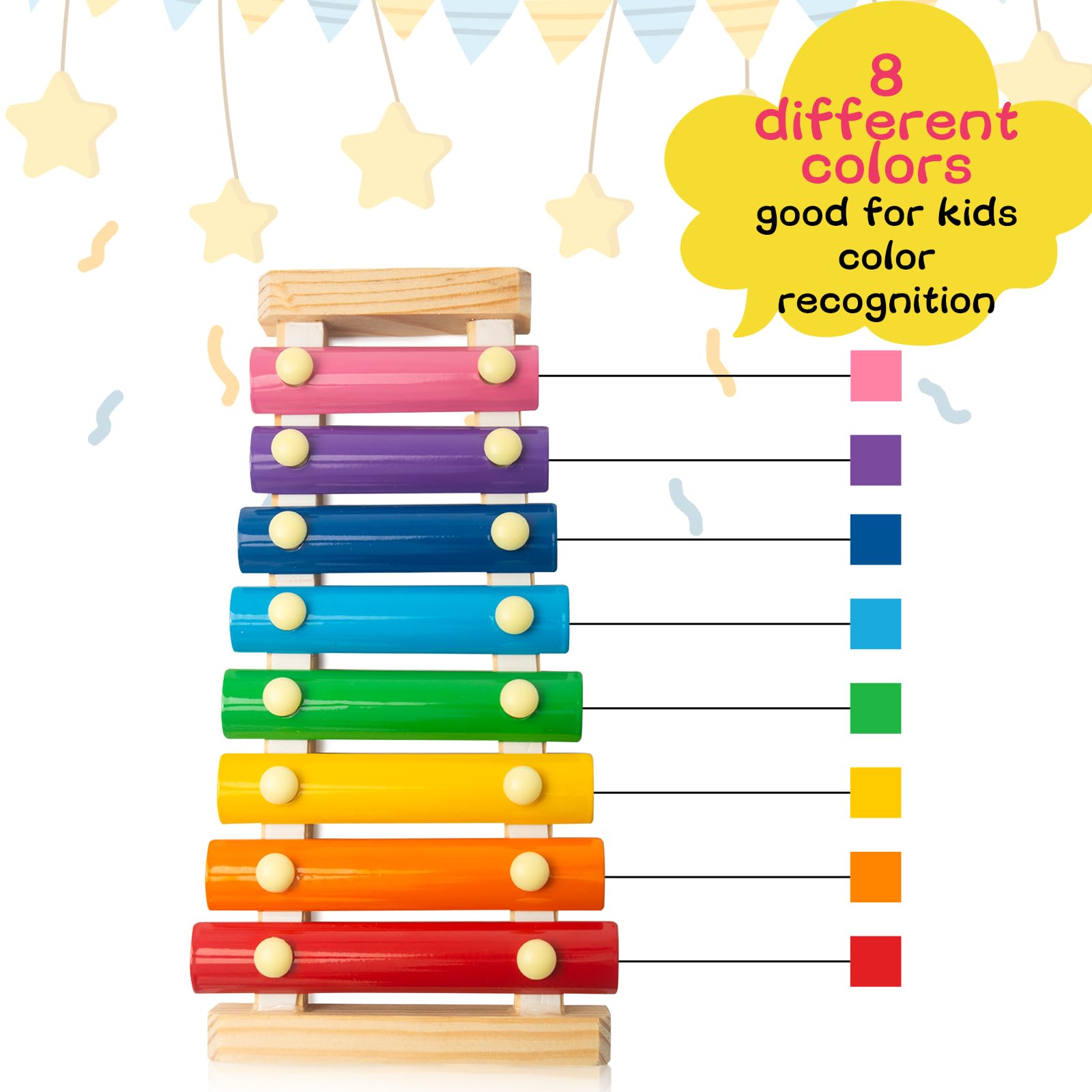 Portable lightweight wooden xylophone for kids at home or travel