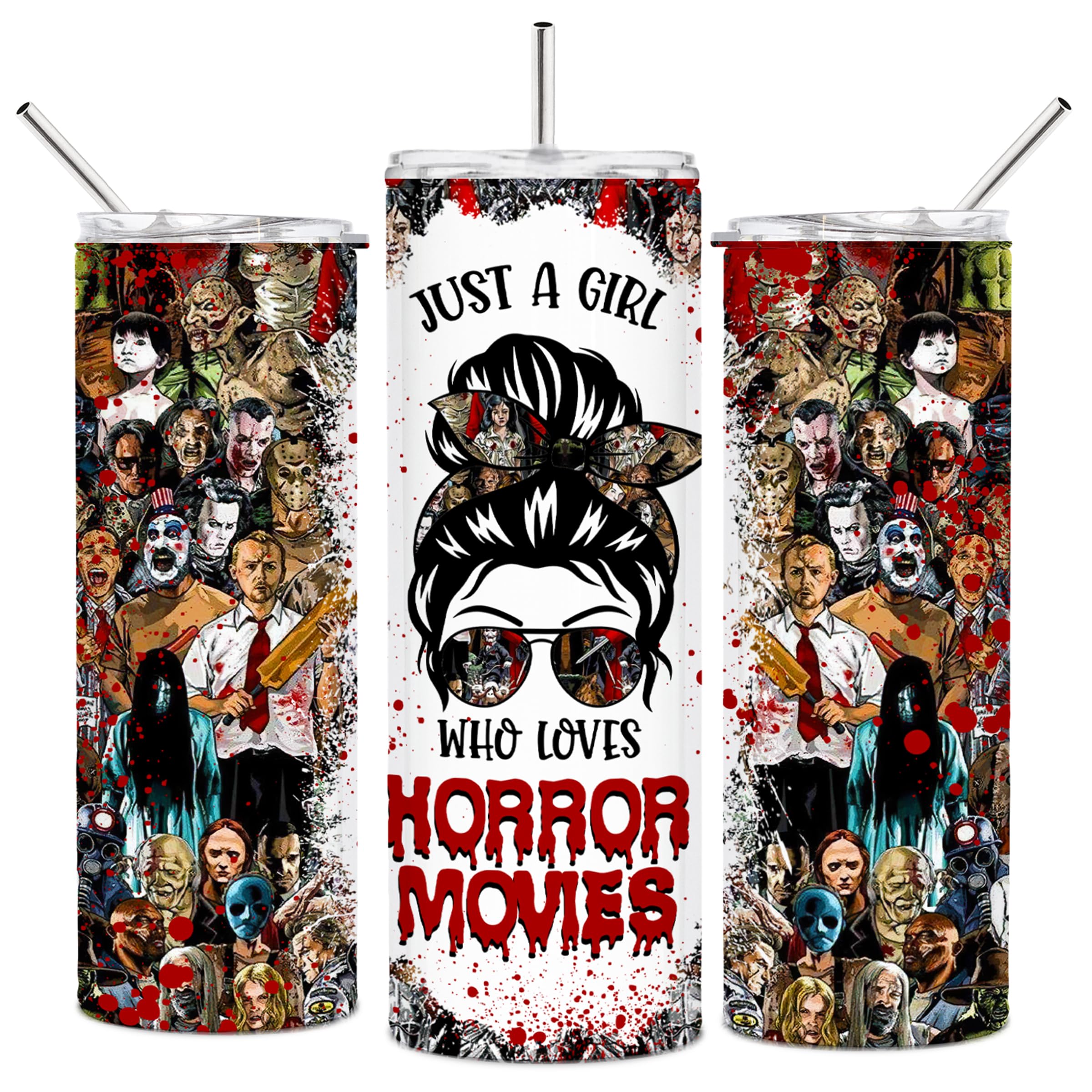 Posh Soiree horror tumbler 20oz with lid