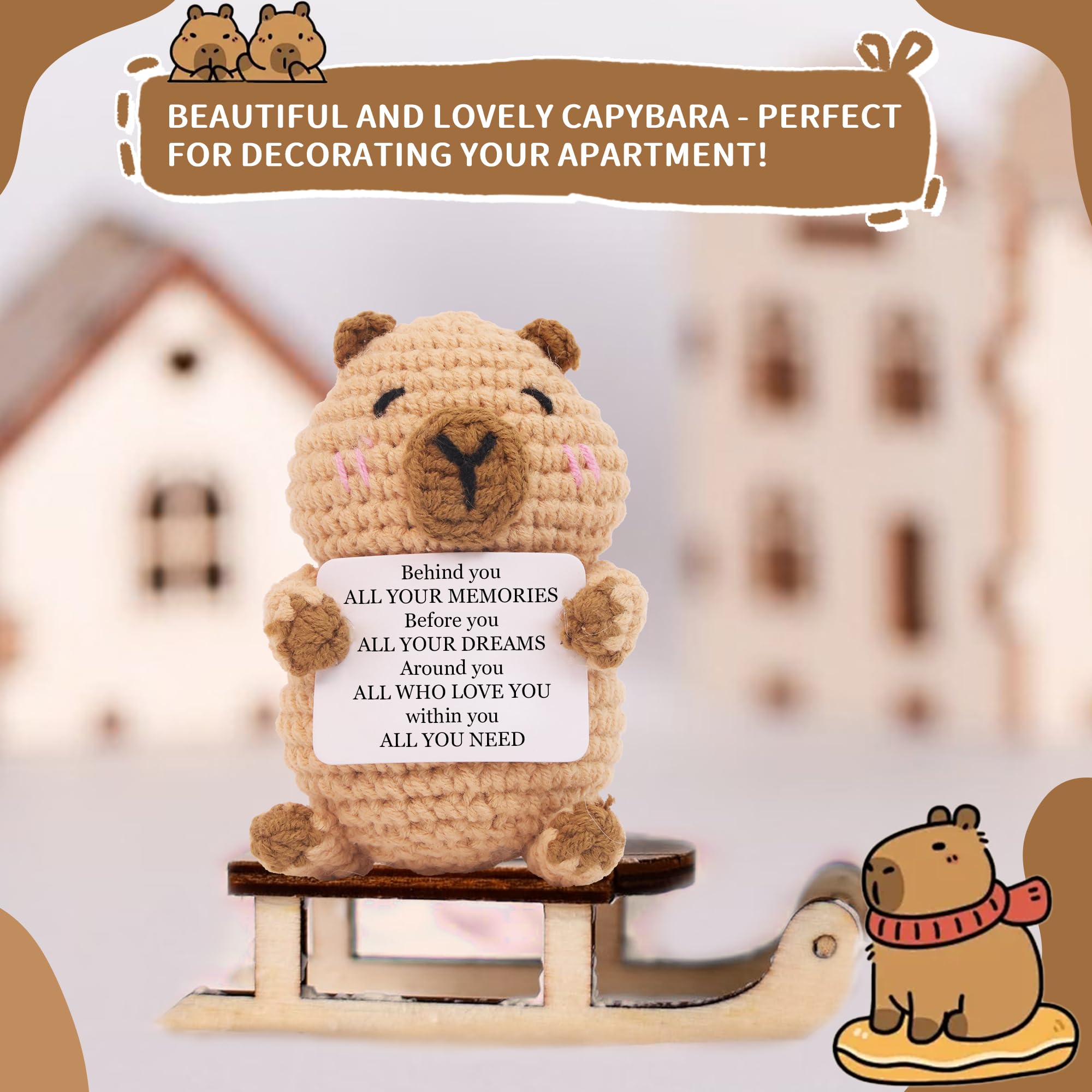 positive capybara doll ready for desk or bag