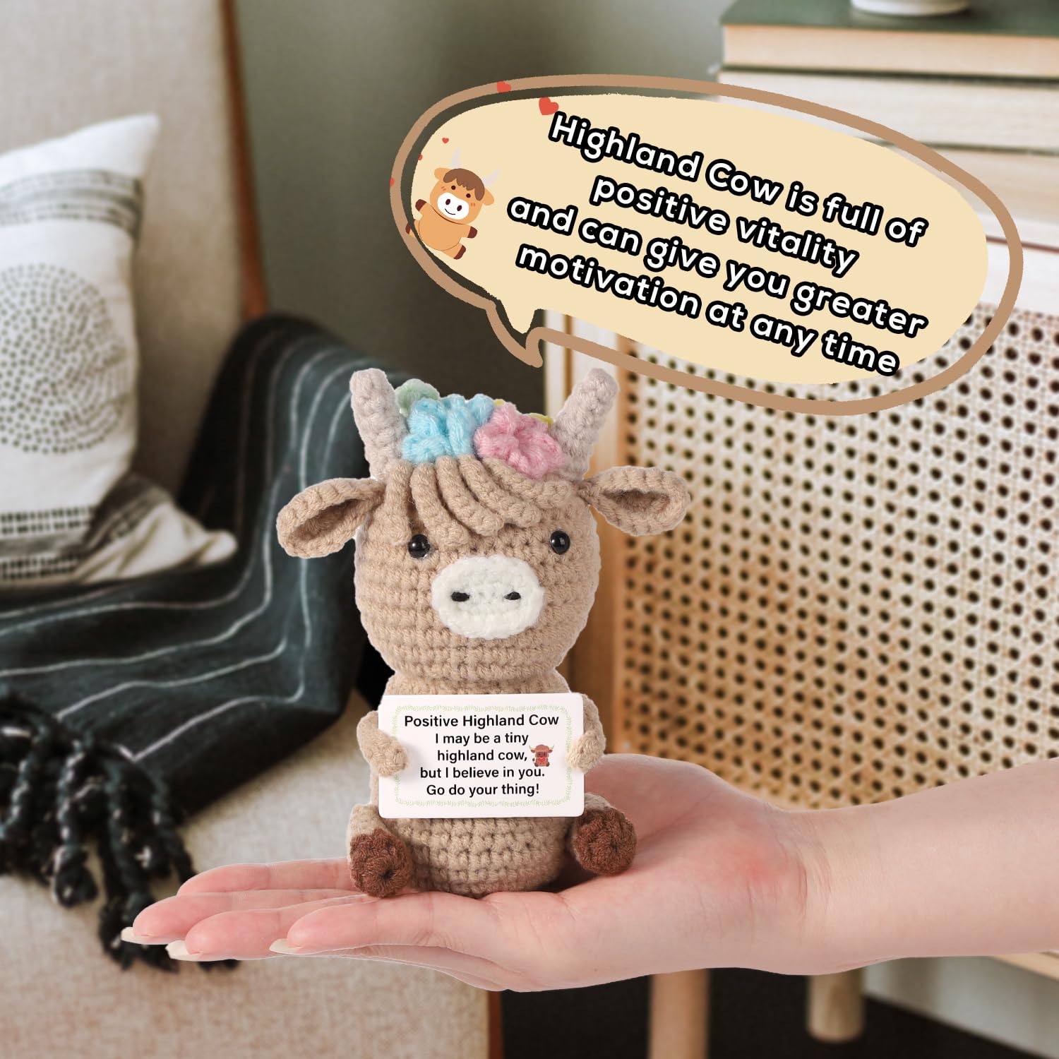 Positive card included with cow doll gift item