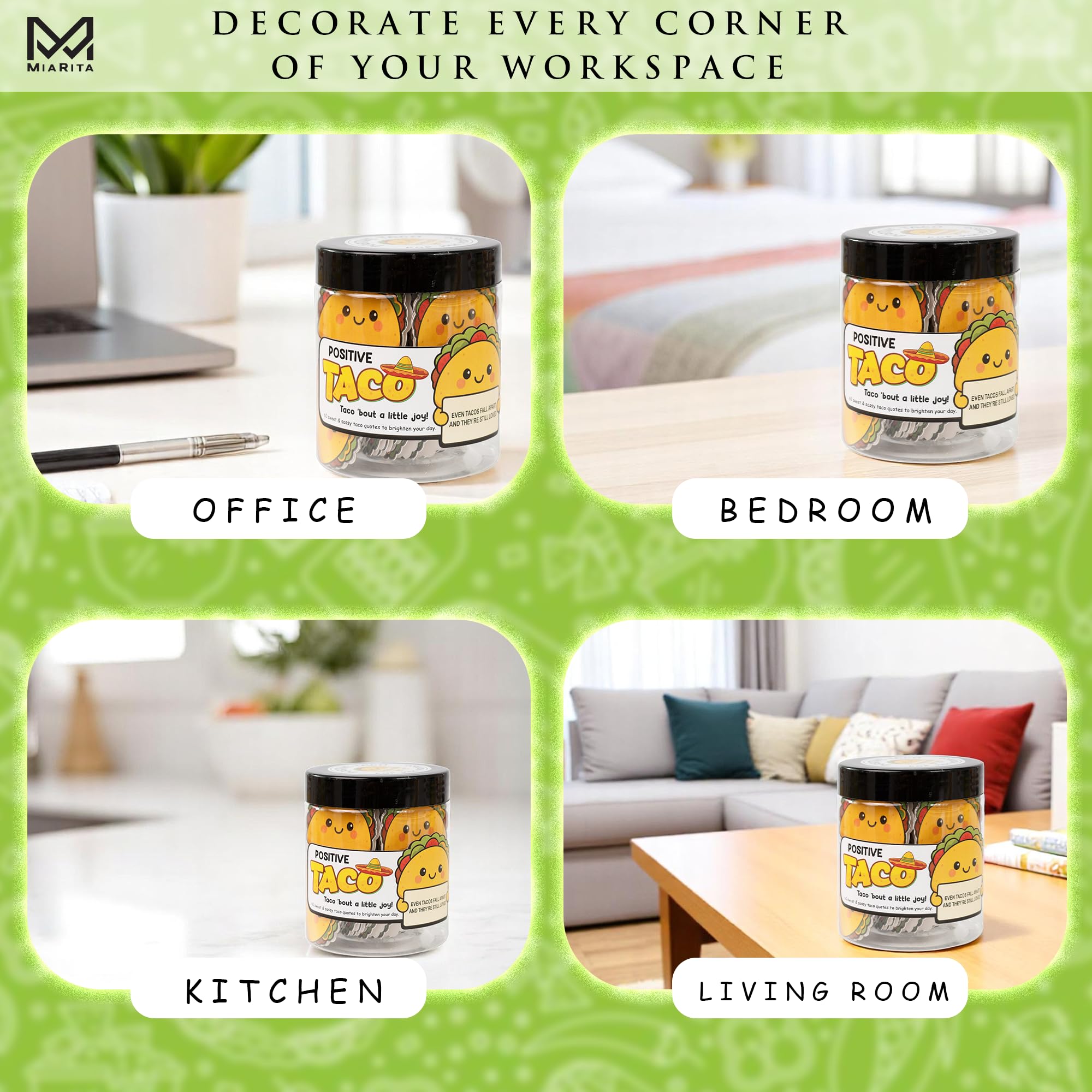 Self care gift idea Positive Taco Jar with tacos theme