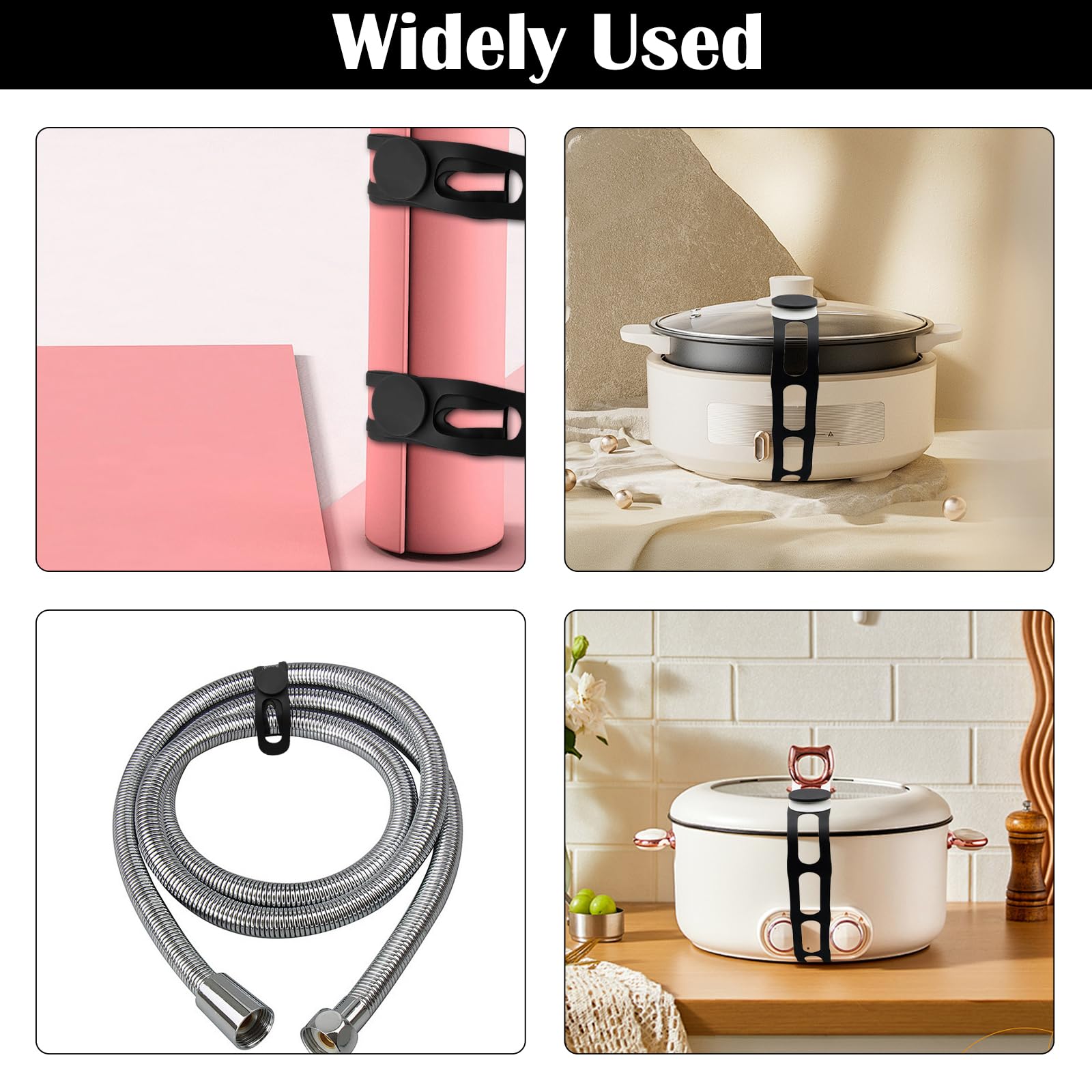 Silicone pot cover fixing strap for storage and organization