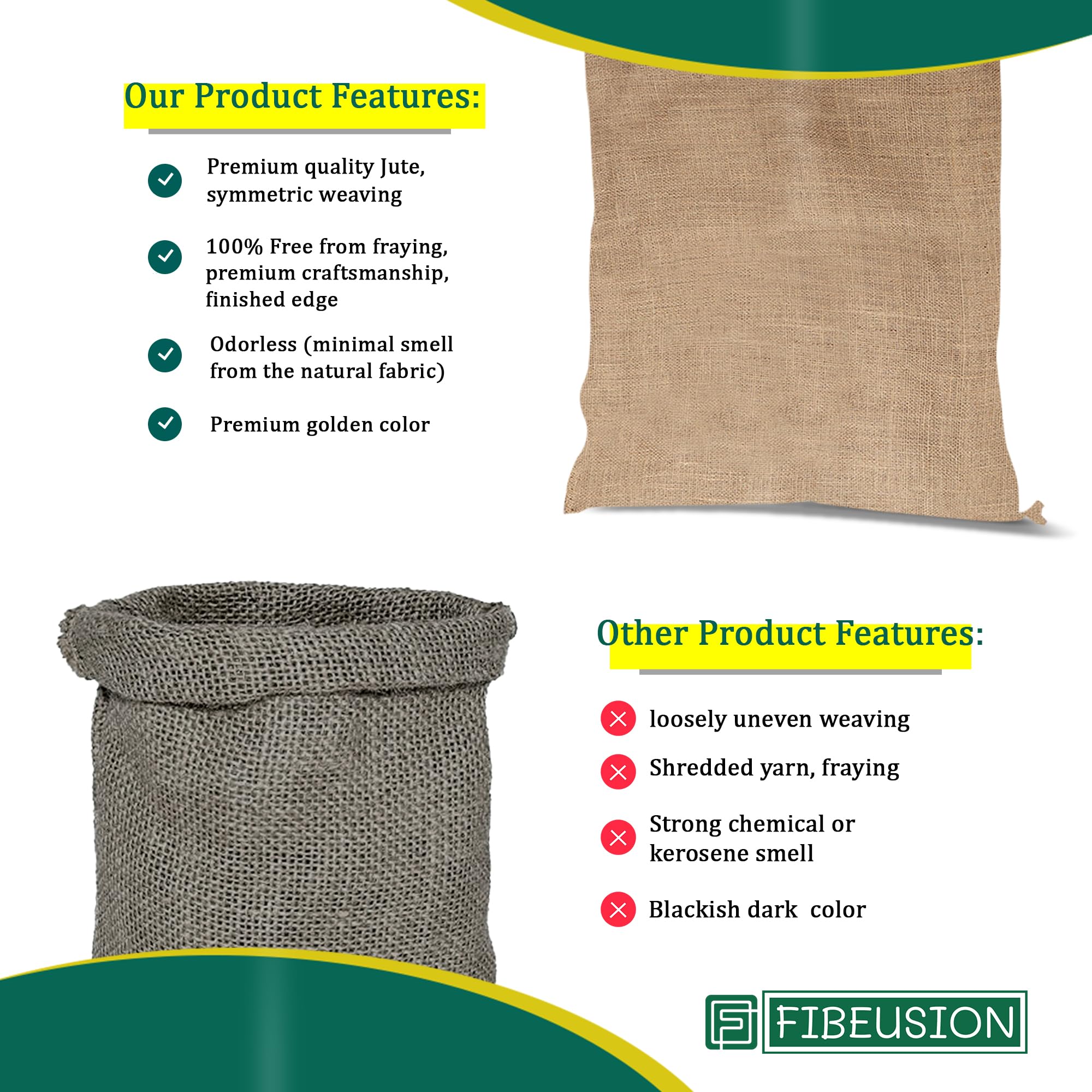 Odor-free burlap sack safe for plants and food storage
