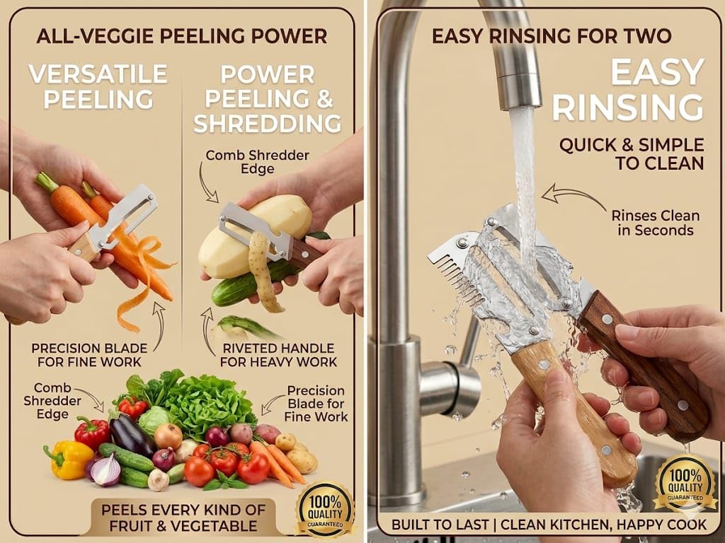 Peeler and slicer for potatoes carrots cucumbers