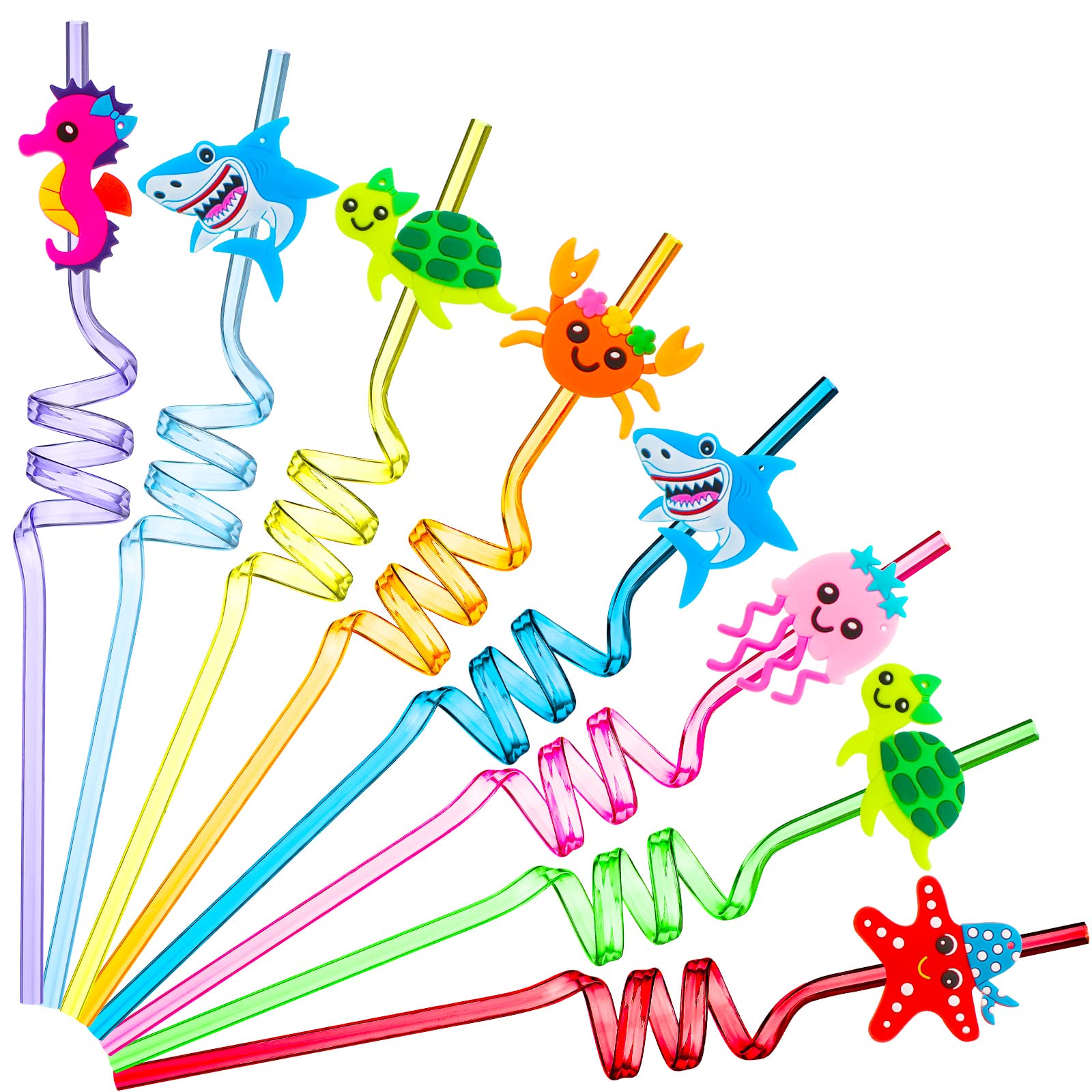 Potchen under the sea drinking straws set 24 pieces with sea animals