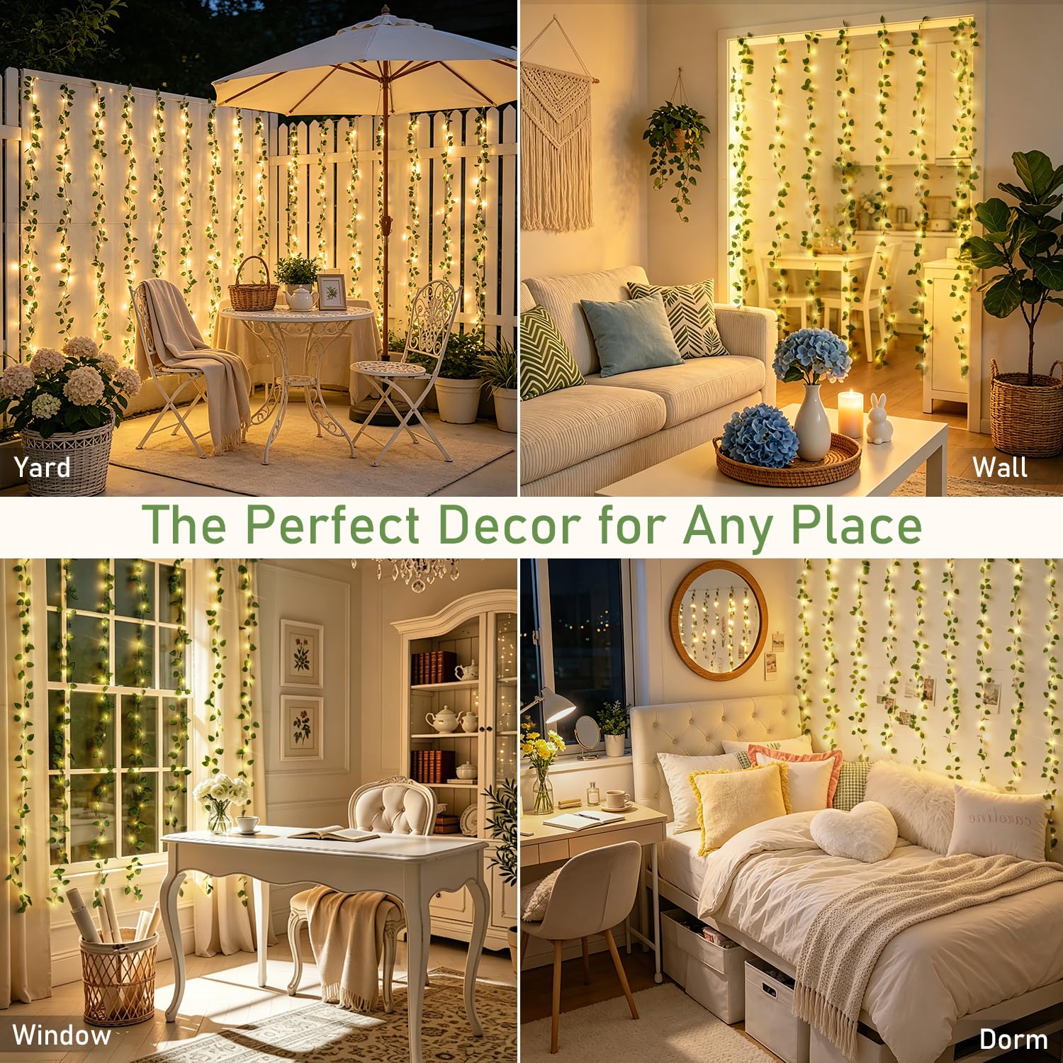 Pothos curtain lights 200 LEDs for bedroom decor