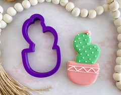 Potted Cactus Cookie Cutter Purple PLA plastic product image 4h 2.19w