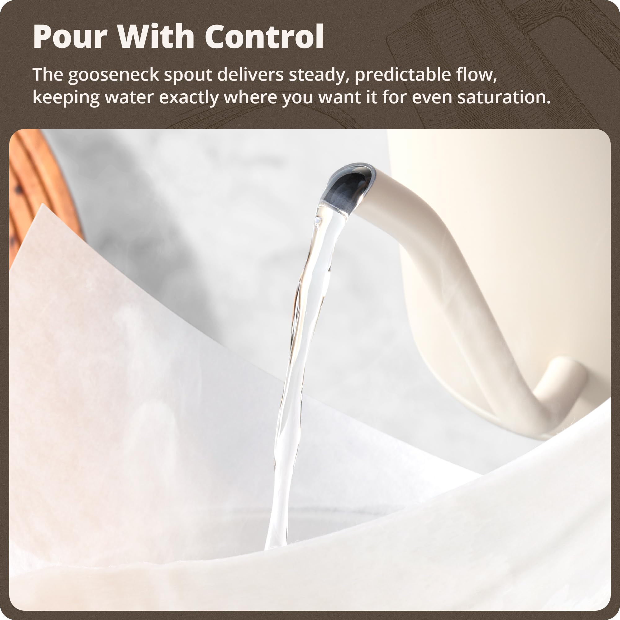 Tall profile reduces boil-over with 0.8L fill line