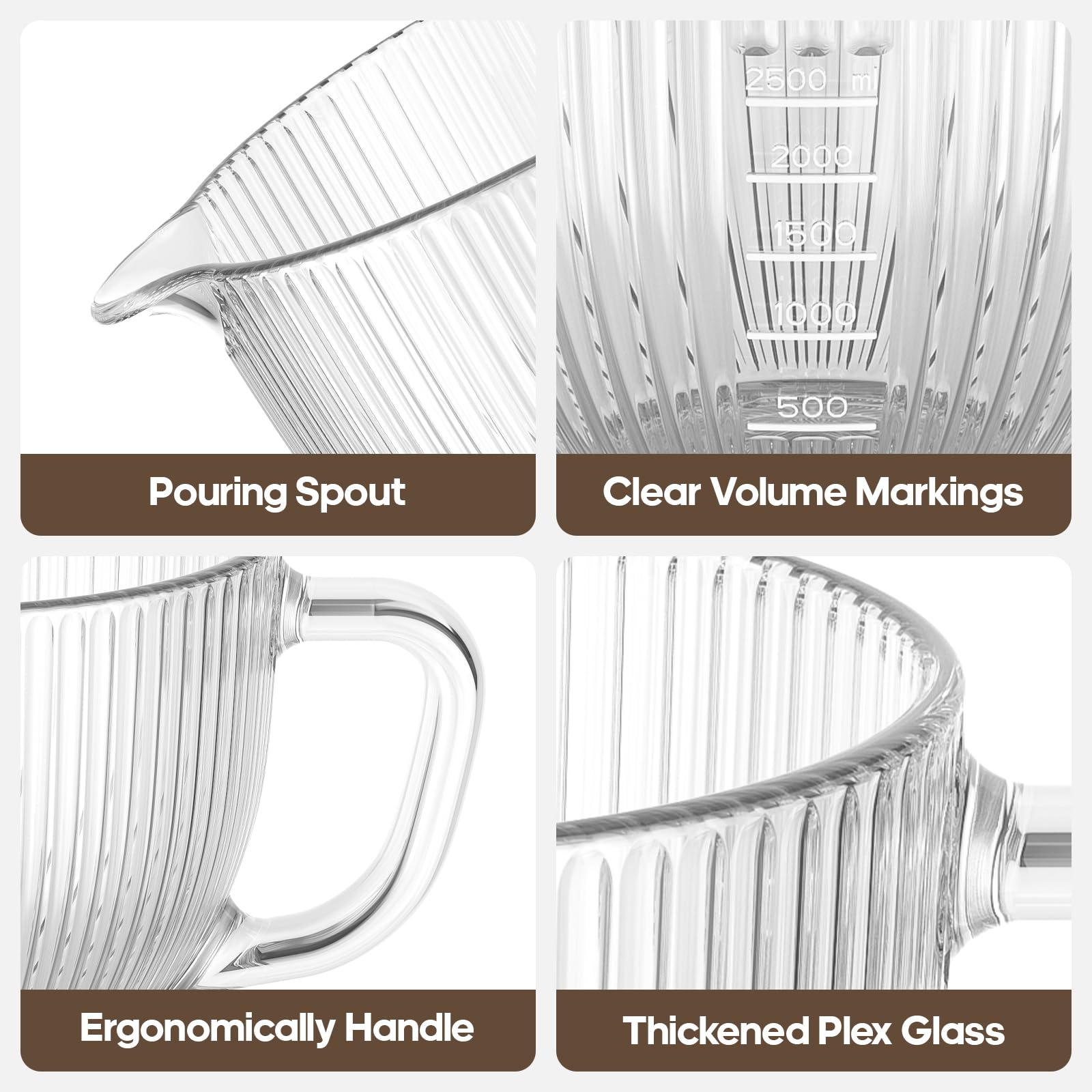 Pour spout glass bowl for KitchenAid mixer with handle