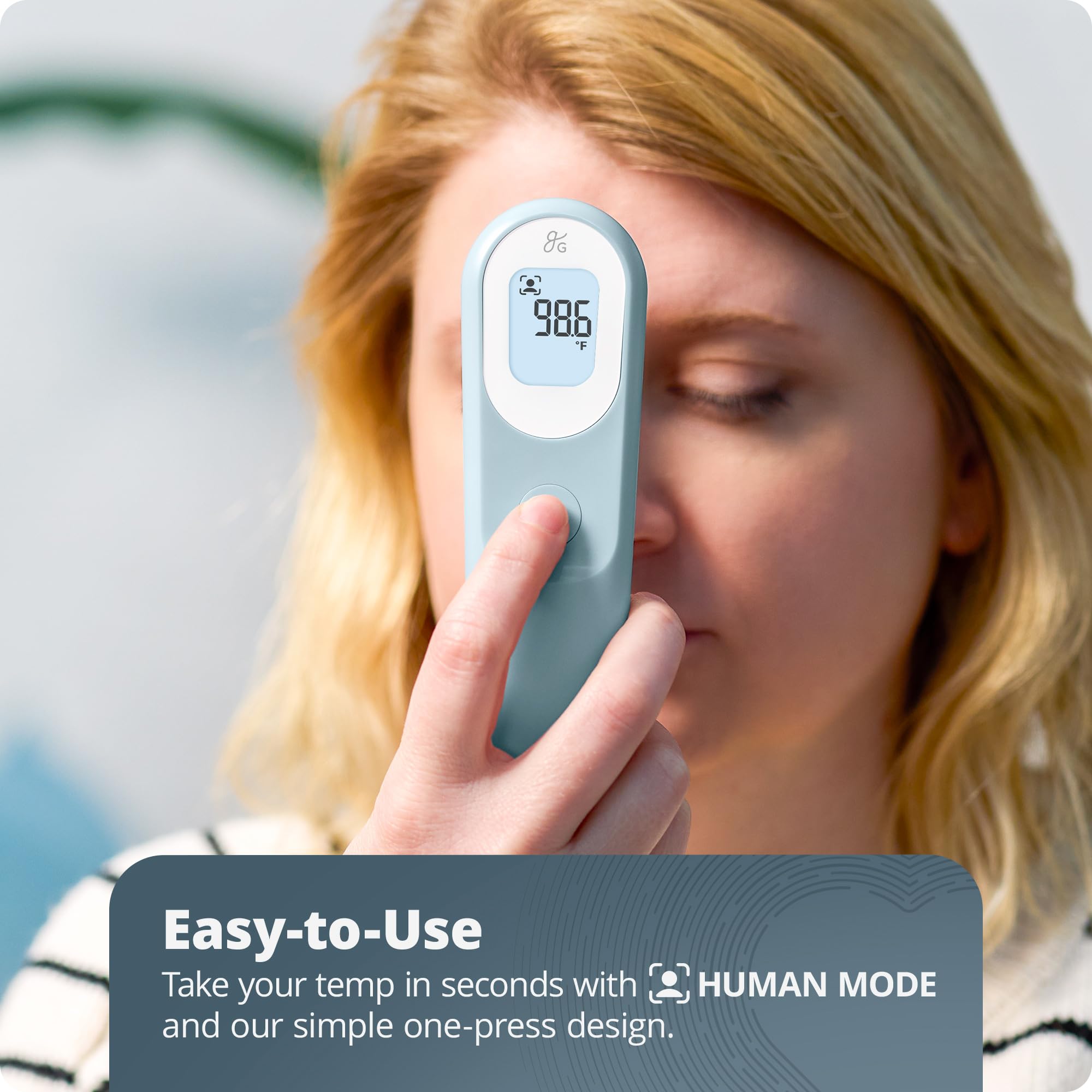 No-contact infrared thermometer being used on a child