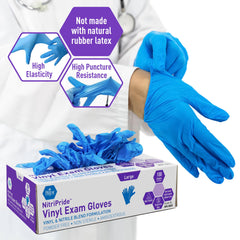 Nitrile vinyl blend gloves for healthcare and general use