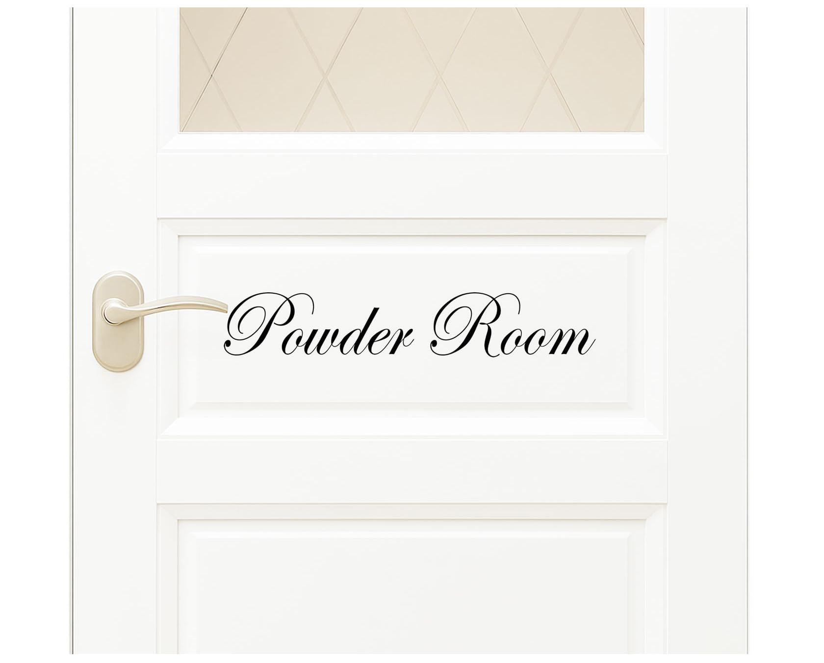 Powder Room Door Vinyl Decal Sticker with black script
