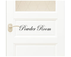Powder Room Door Vinyl Decal Sticker with black script