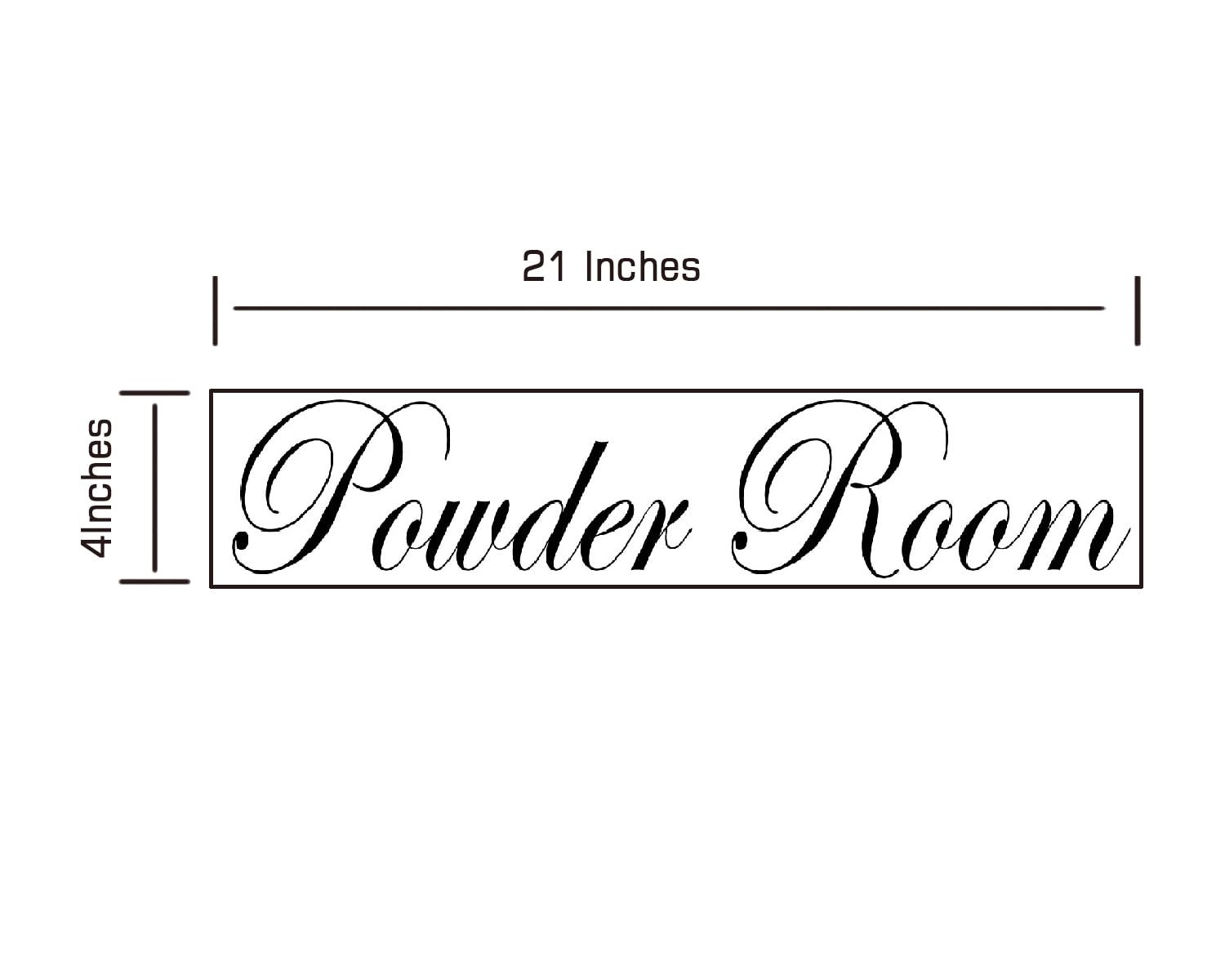 Powder Room Sign vinyl decal applied to surface