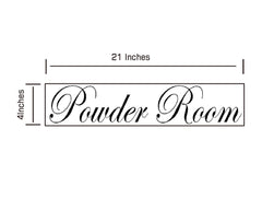 Powder Room Sign vinyl decal applied to surface