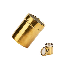 Powdered Sugar Shaker Duster stainless steel with lid close up