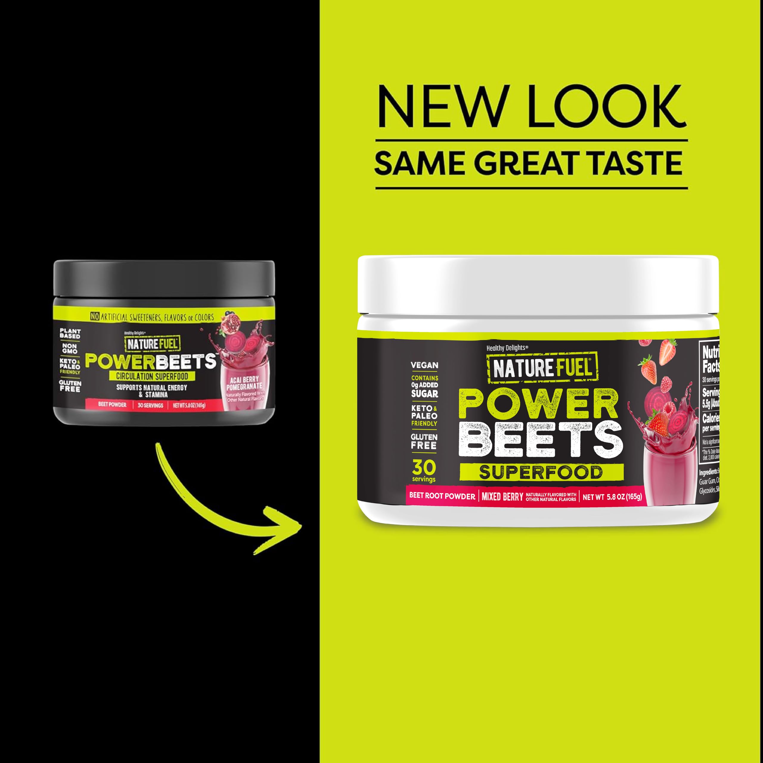 Power Beets juice powder Nature Fuel packaging label