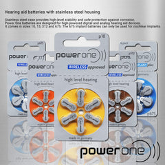 Power One hearing aid battery packaging size 10 with 60 cells