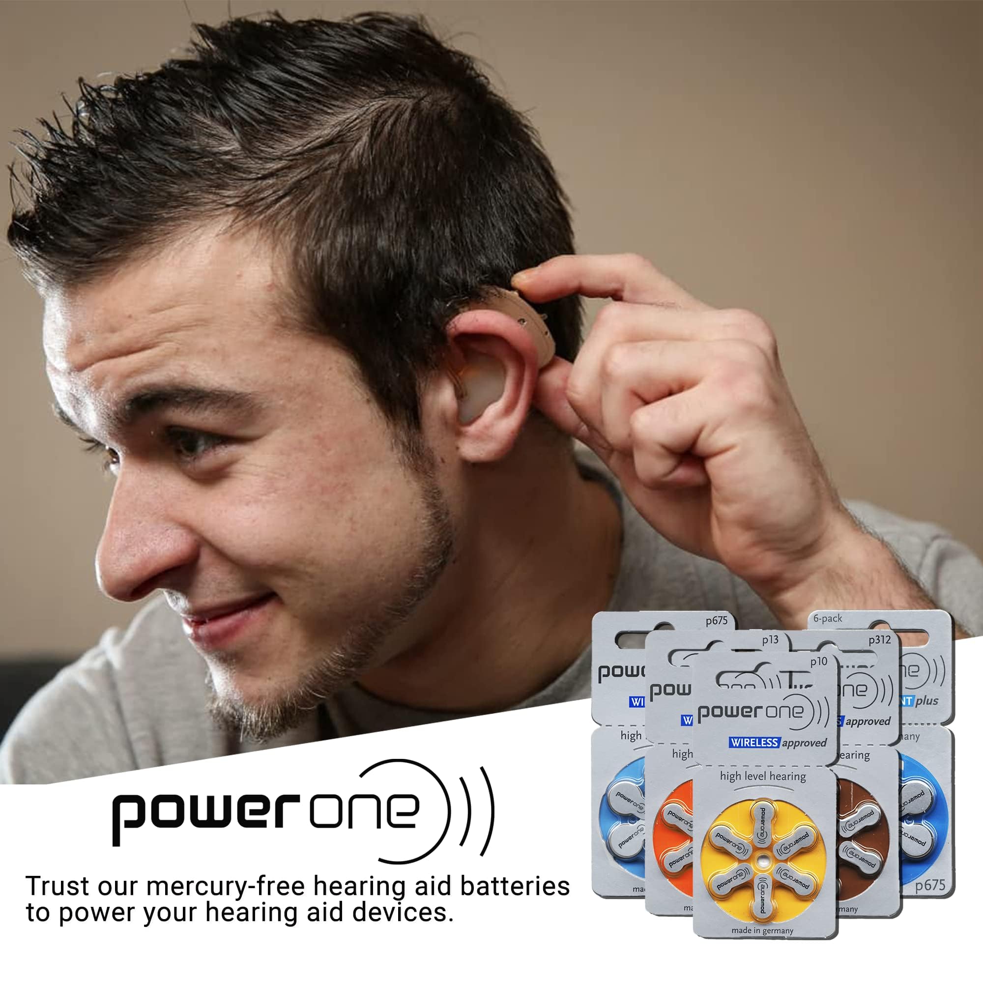 Power One size 10 hearing aid battery with 60 cells