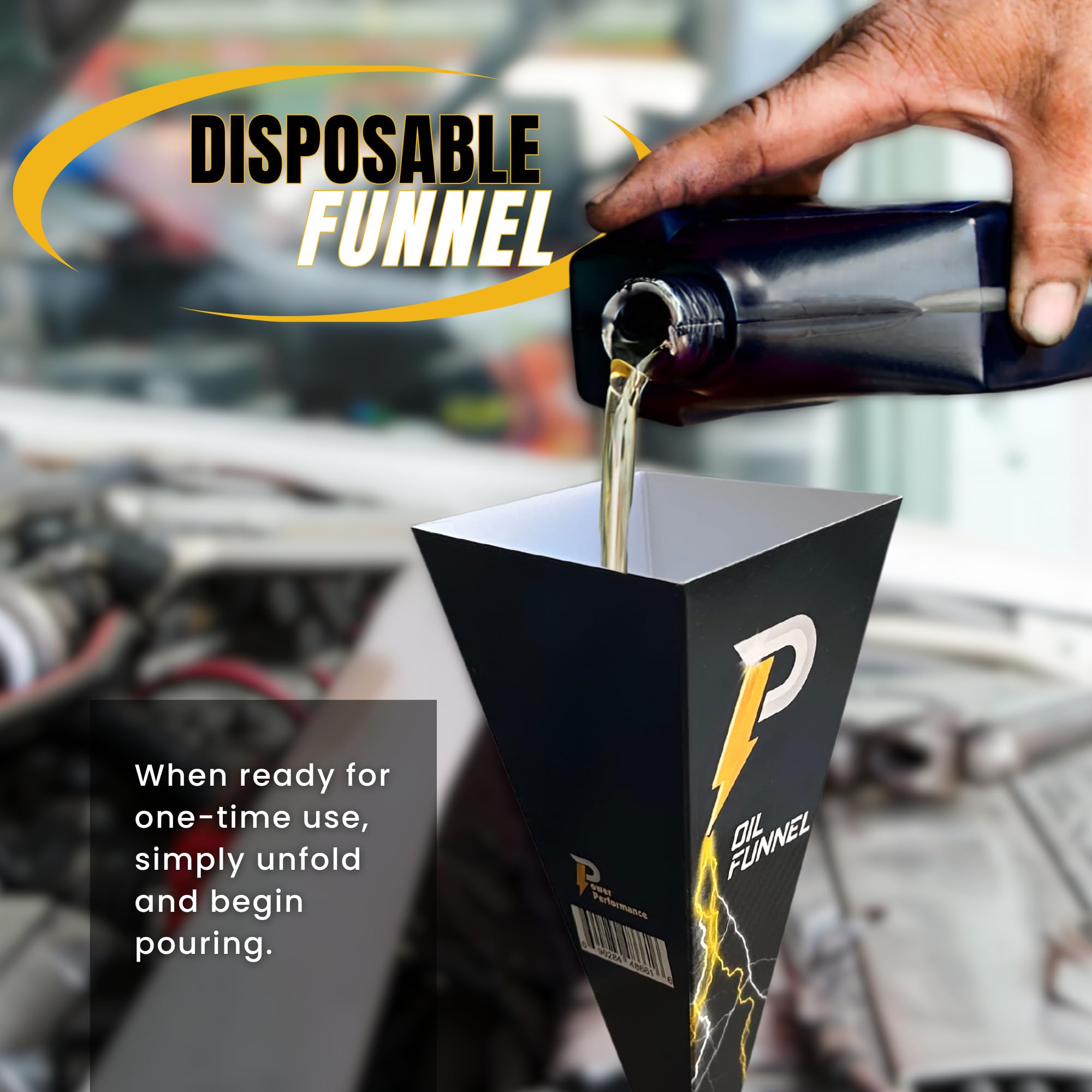 Oil funnel included for easy pouring