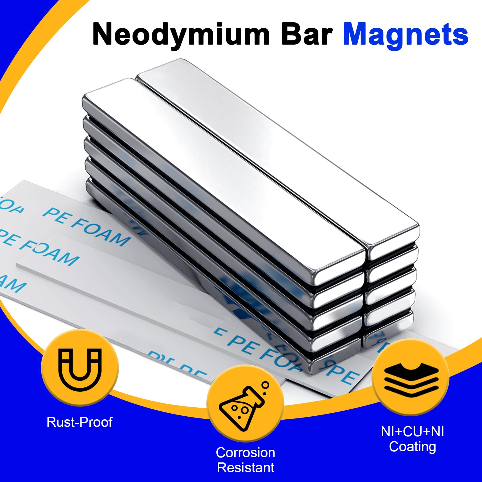 Neodymium magnets strong permanent magnetism 60x10x3 mm