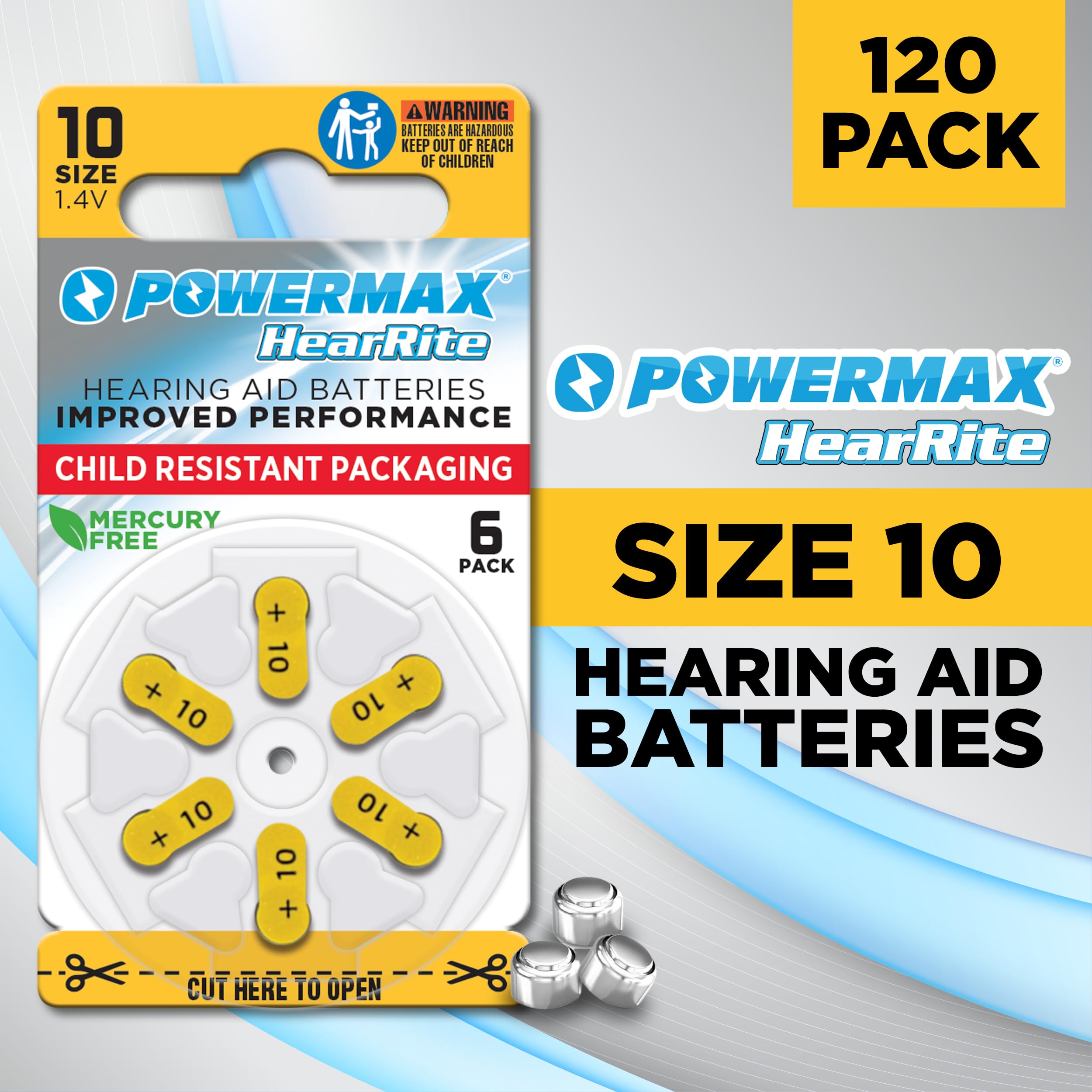 120 count Powermax hearing aid battery pack