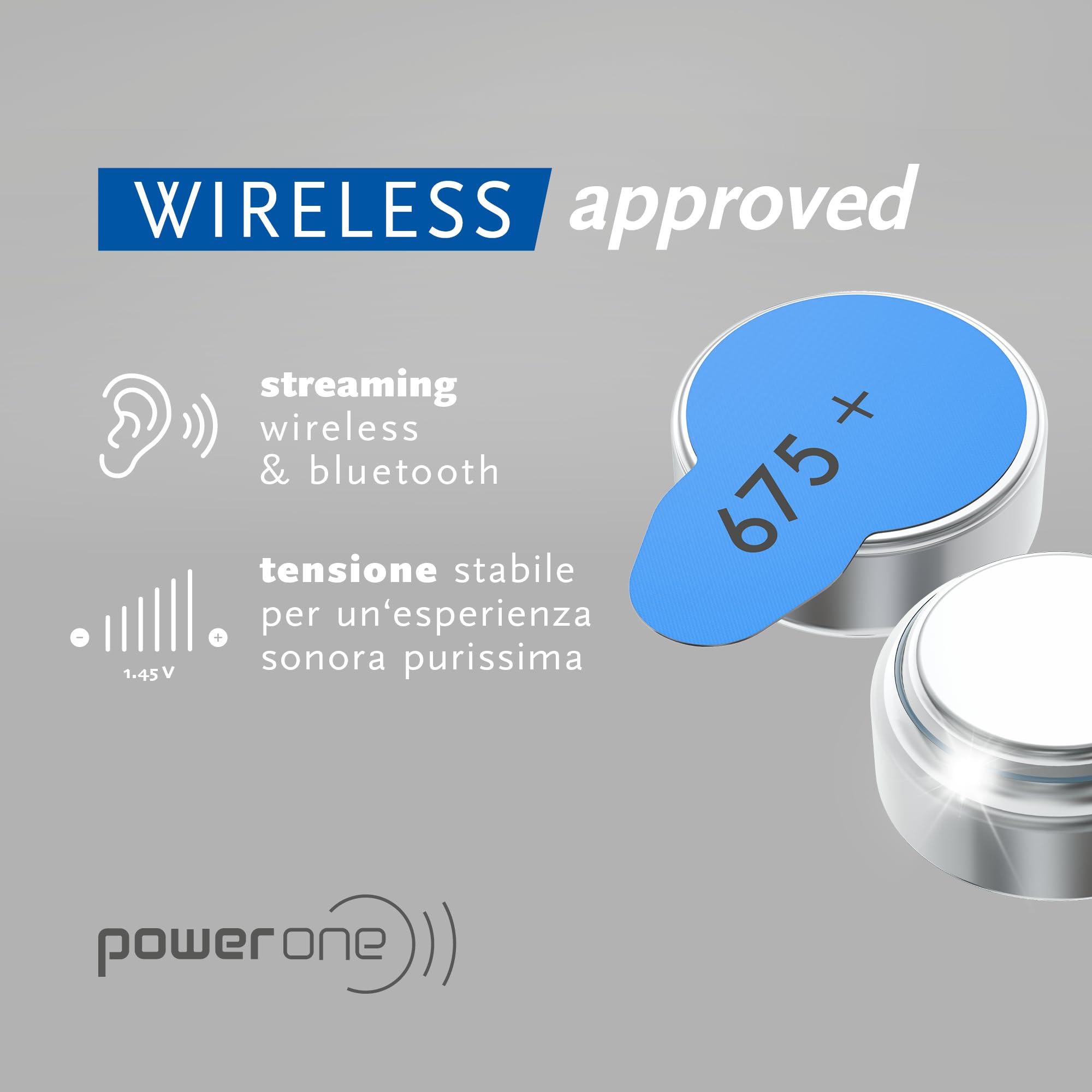 Powerone 675 mercury-free battery for hearing aids