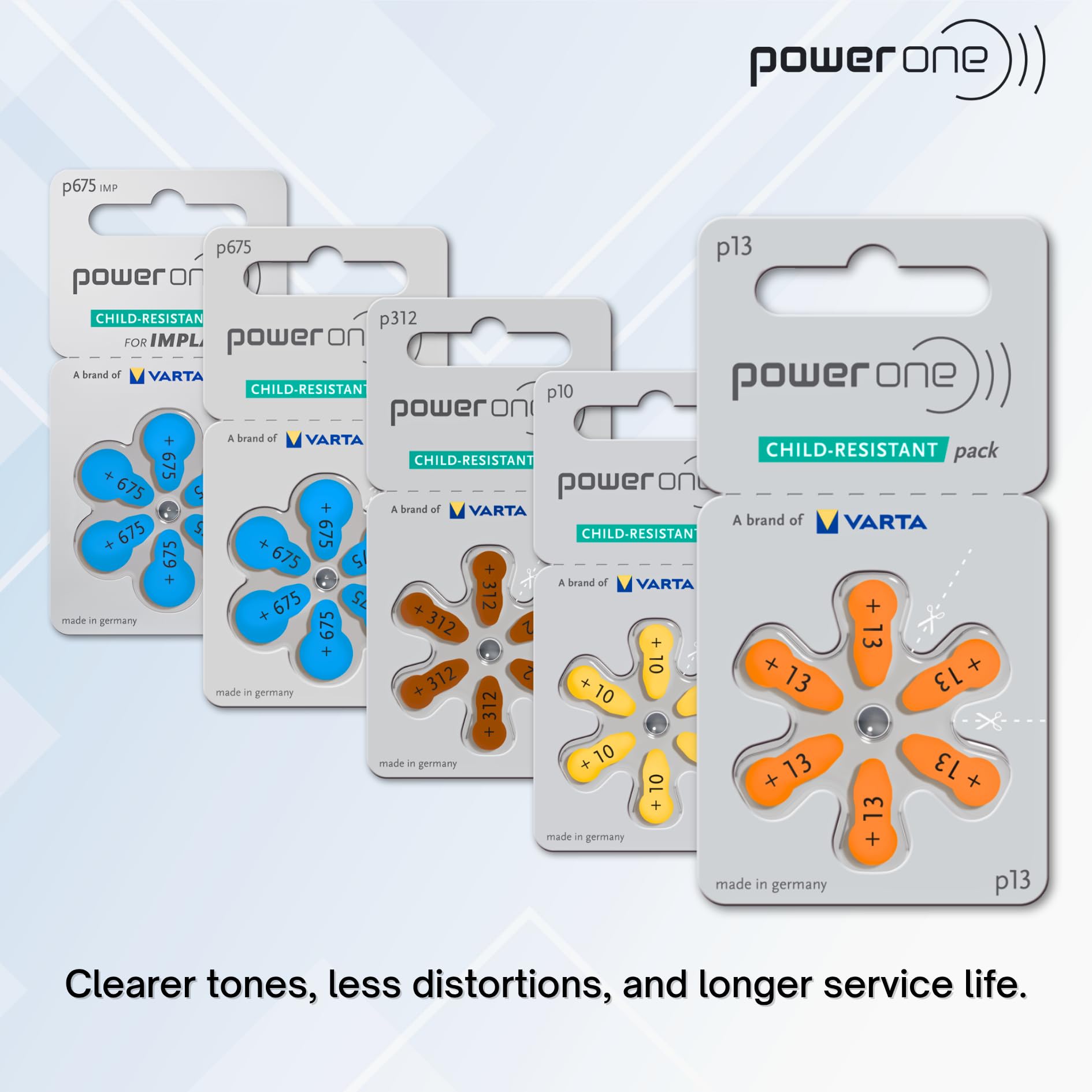powerone zinc air size 13 batteries close up