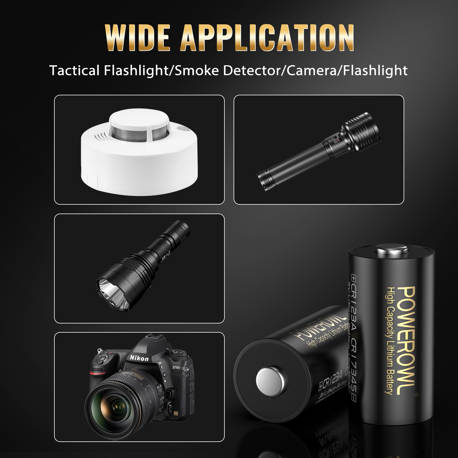 POWEROWL 6-pack CR123A battery for flashlights