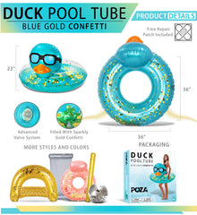 Duck pool float blue gold confetti design for kids and adults