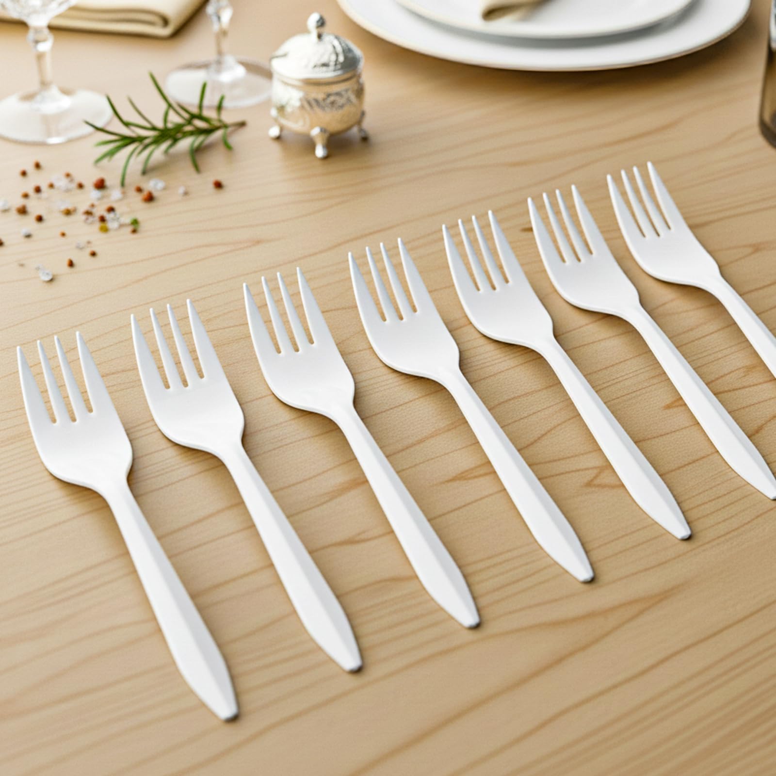 pp material disposable forks white pack for parties