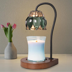 Candle warmer lamp featuring timer and wooden base for stable placement
