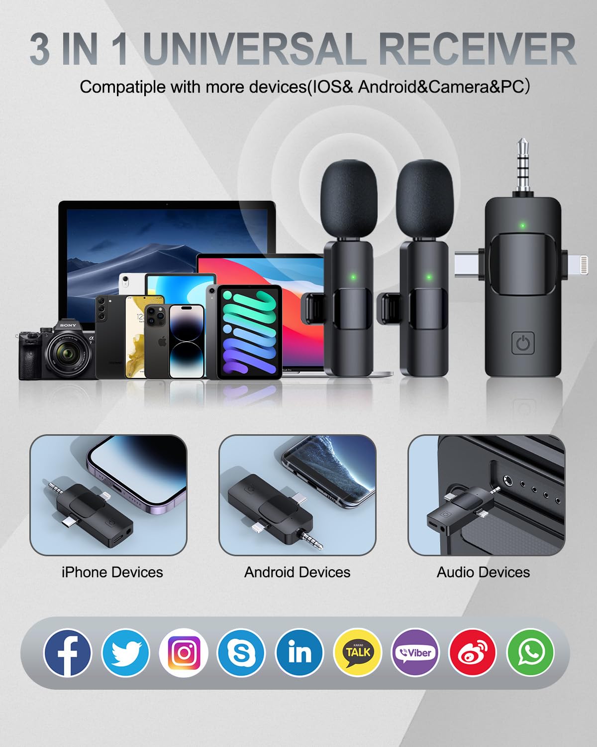Easy automatic connection setup for PQRQP mini microphone without apps