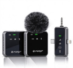 PQRQP Mini Lavalier Mic for Recording dark gray compact clip mic