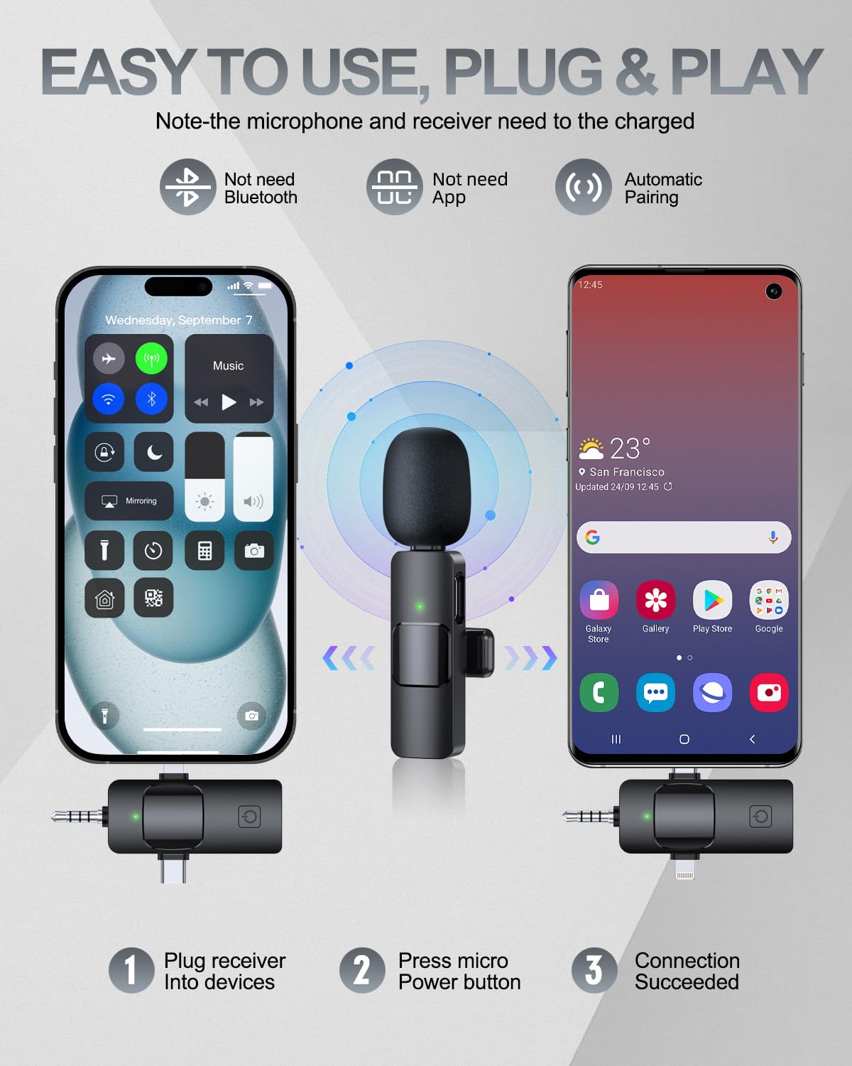 Universal receiver component for PQRQP wireless mic