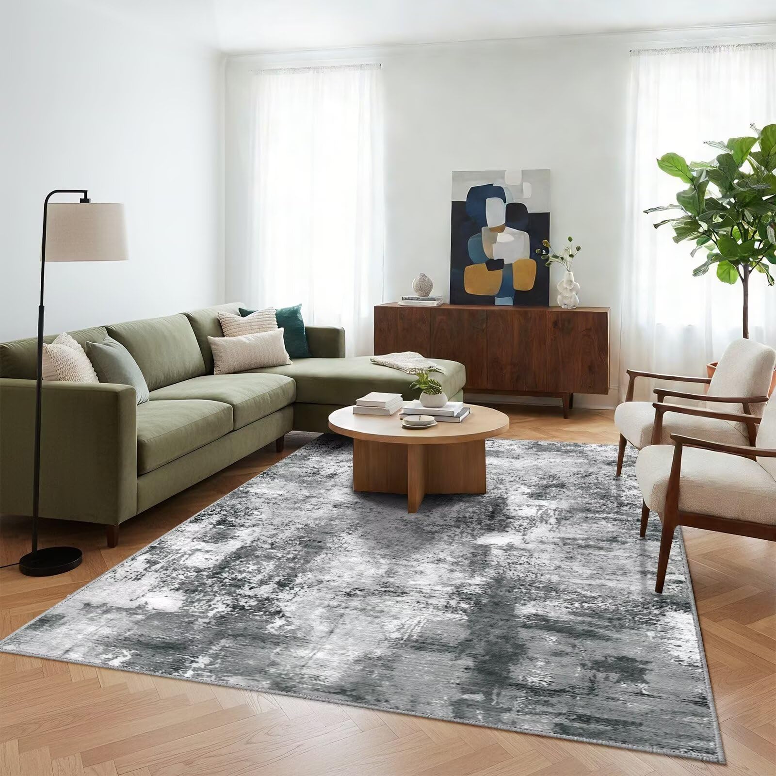Grey Prabia area rug suited for dining room