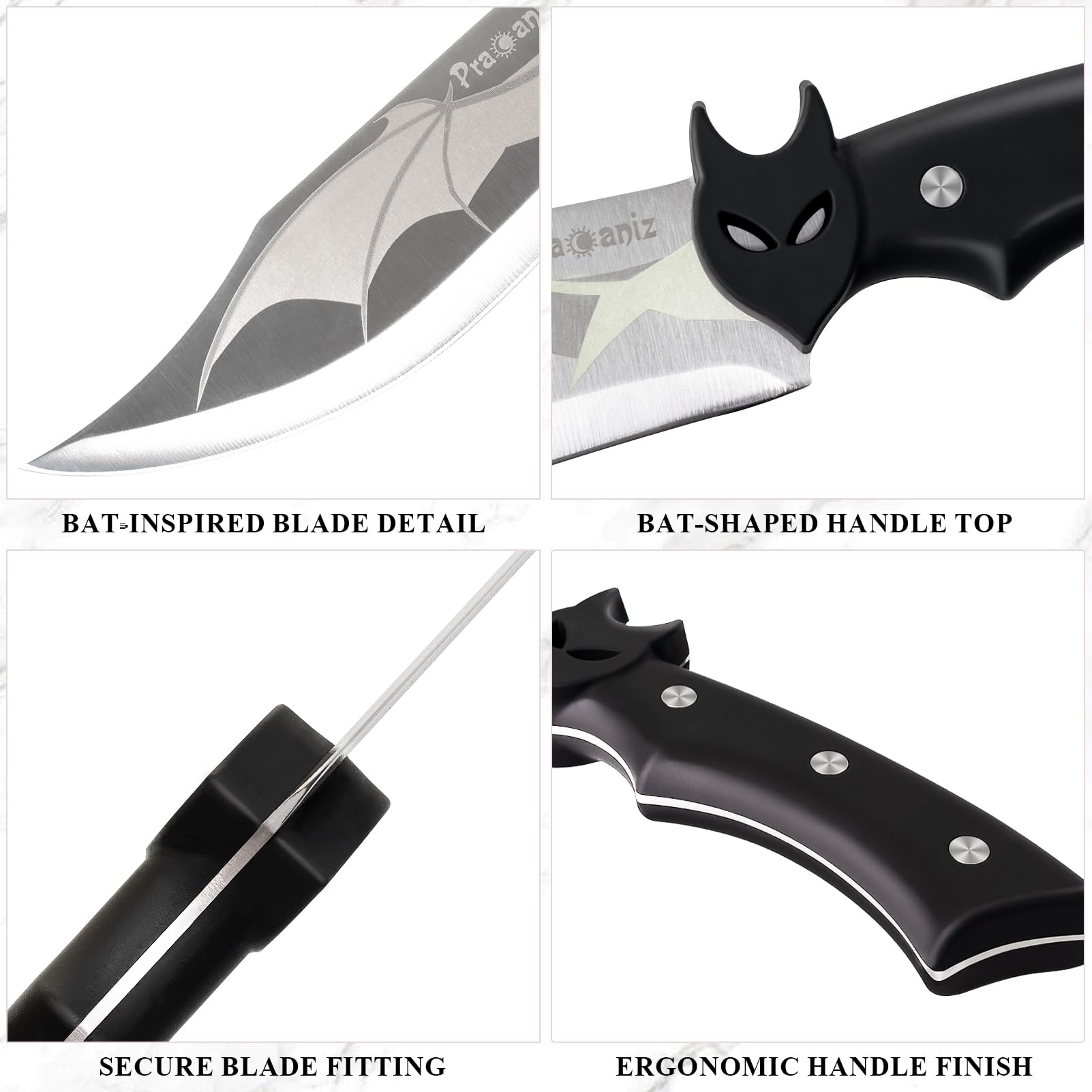 Pracaniz bat design kitchen knife for cooking