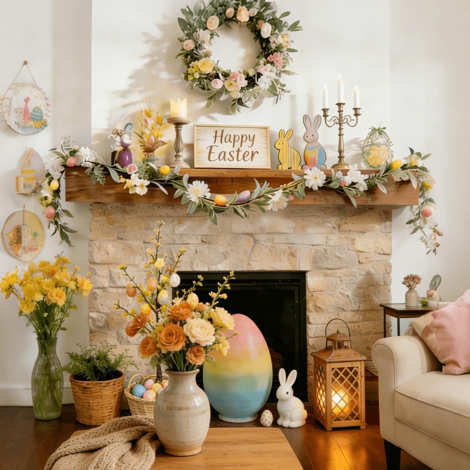 Pre-assembled Easter decor garland ready to use