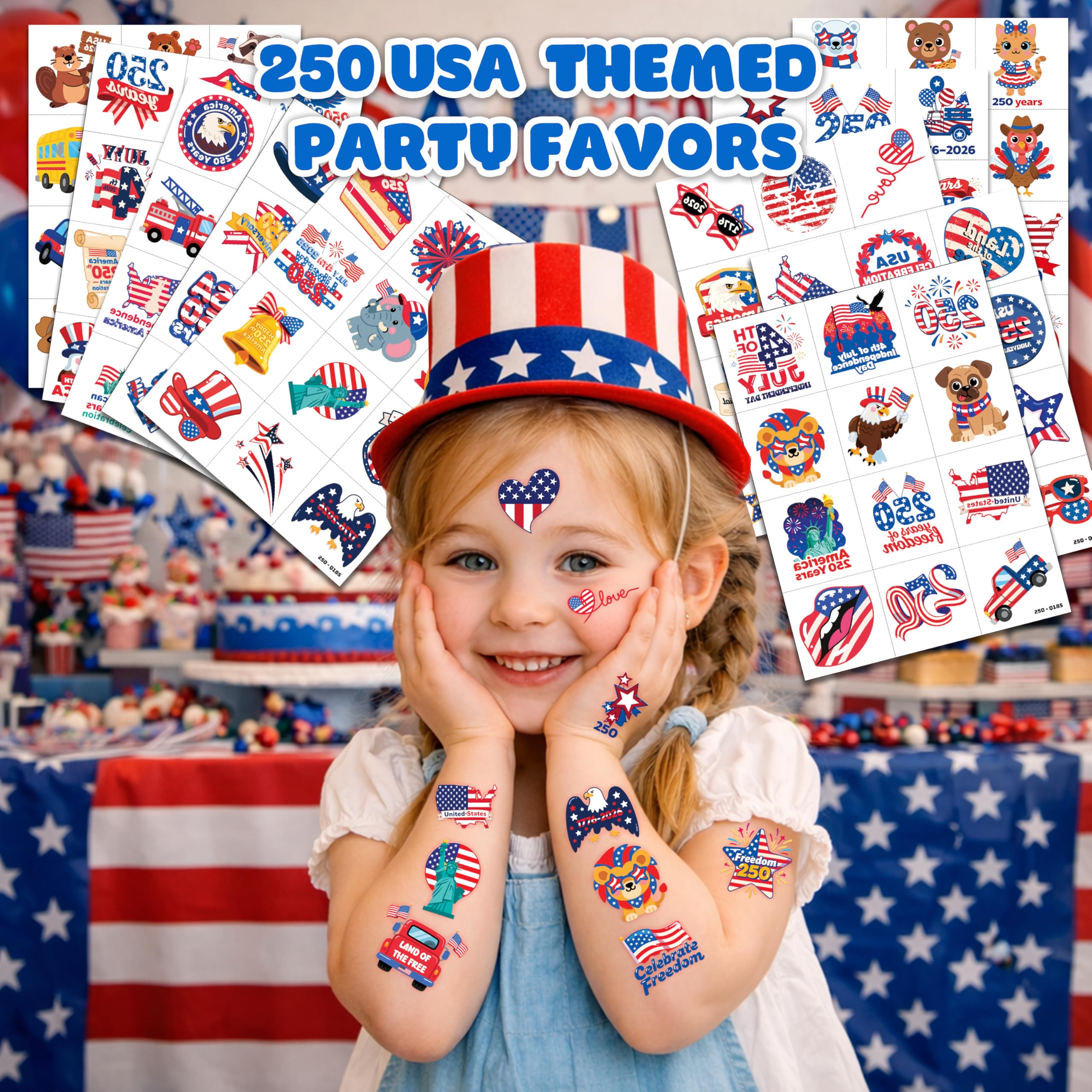 Pre-cut patriotic tattoo sheets for easy application