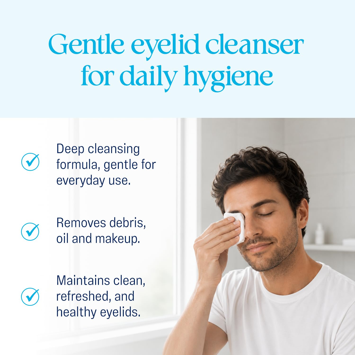 Eyelid cleanser packaging dimensions 8.128 cm L x 6.604 cm W x 10.16 cm H
