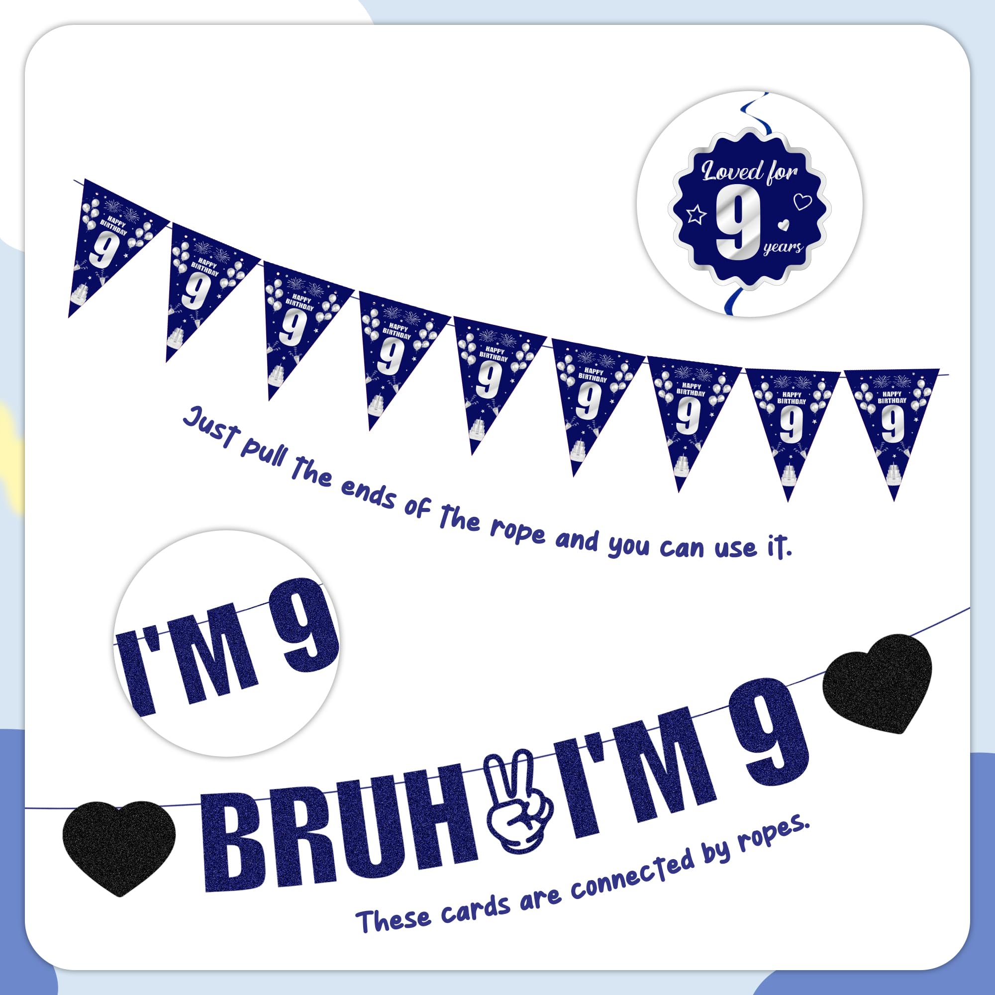 pre-strung banners for 9th birthday