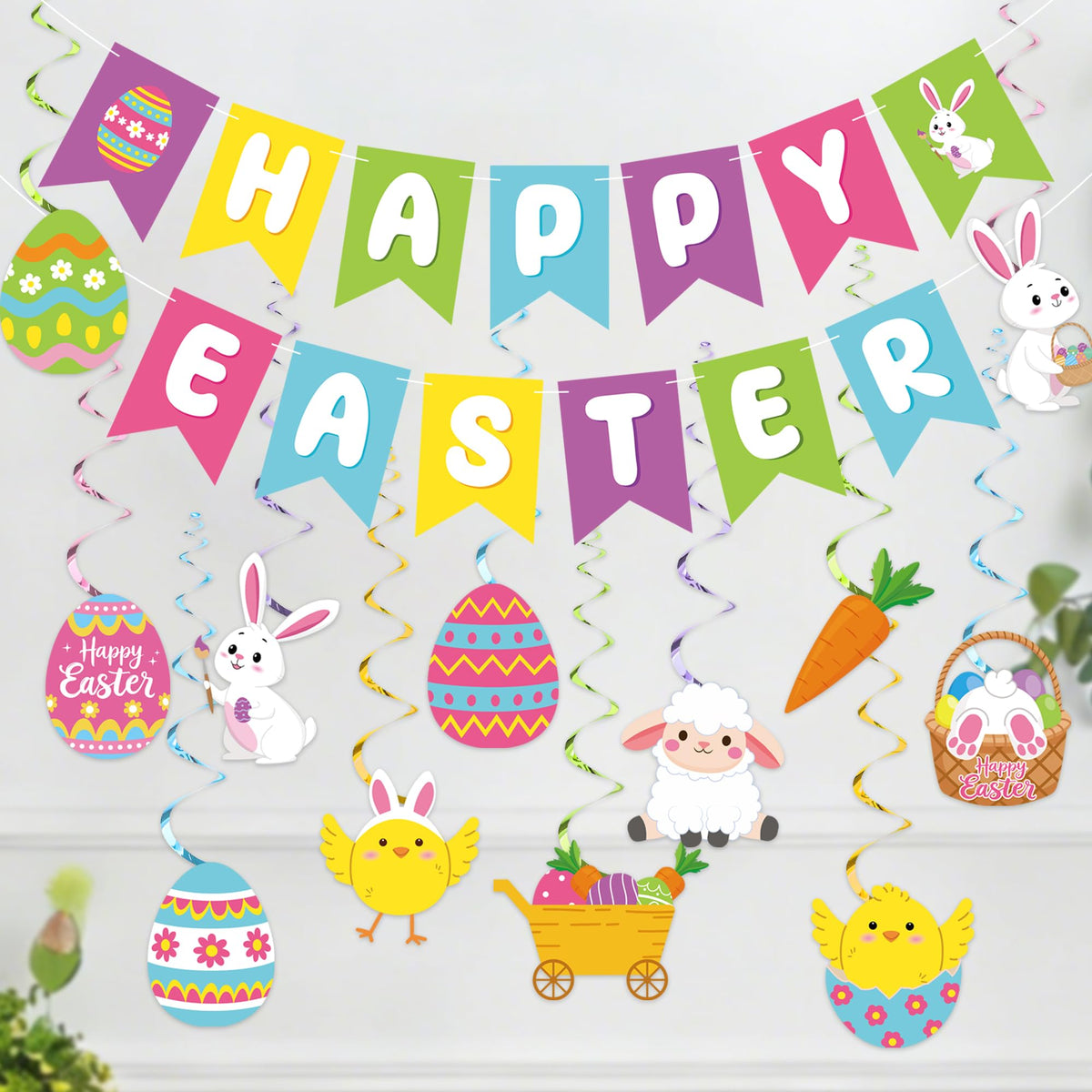 Pre-strung Happy Easter banner