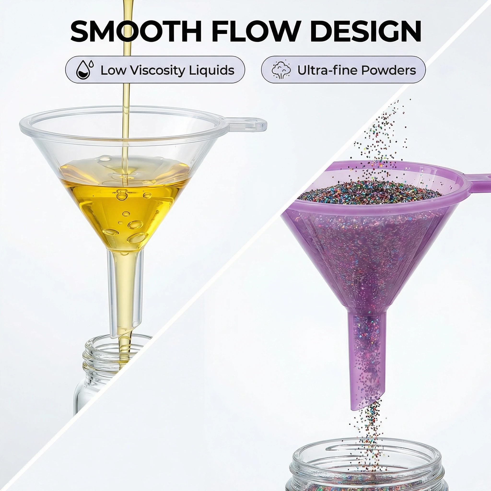 Color coded funnels for crafts and perfumes