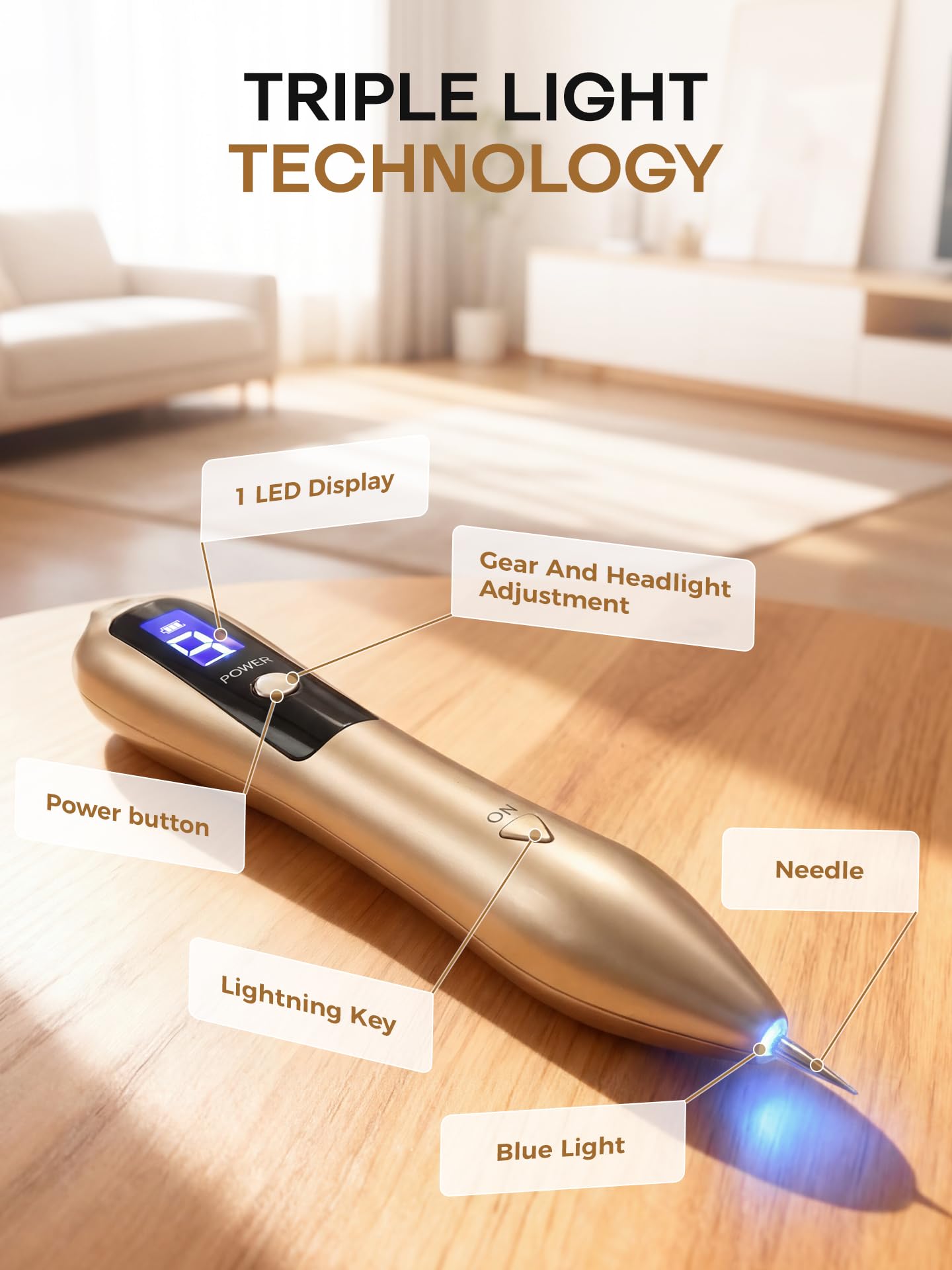 9-level intensity setting with LCD display on Skin Tag Remover Pen