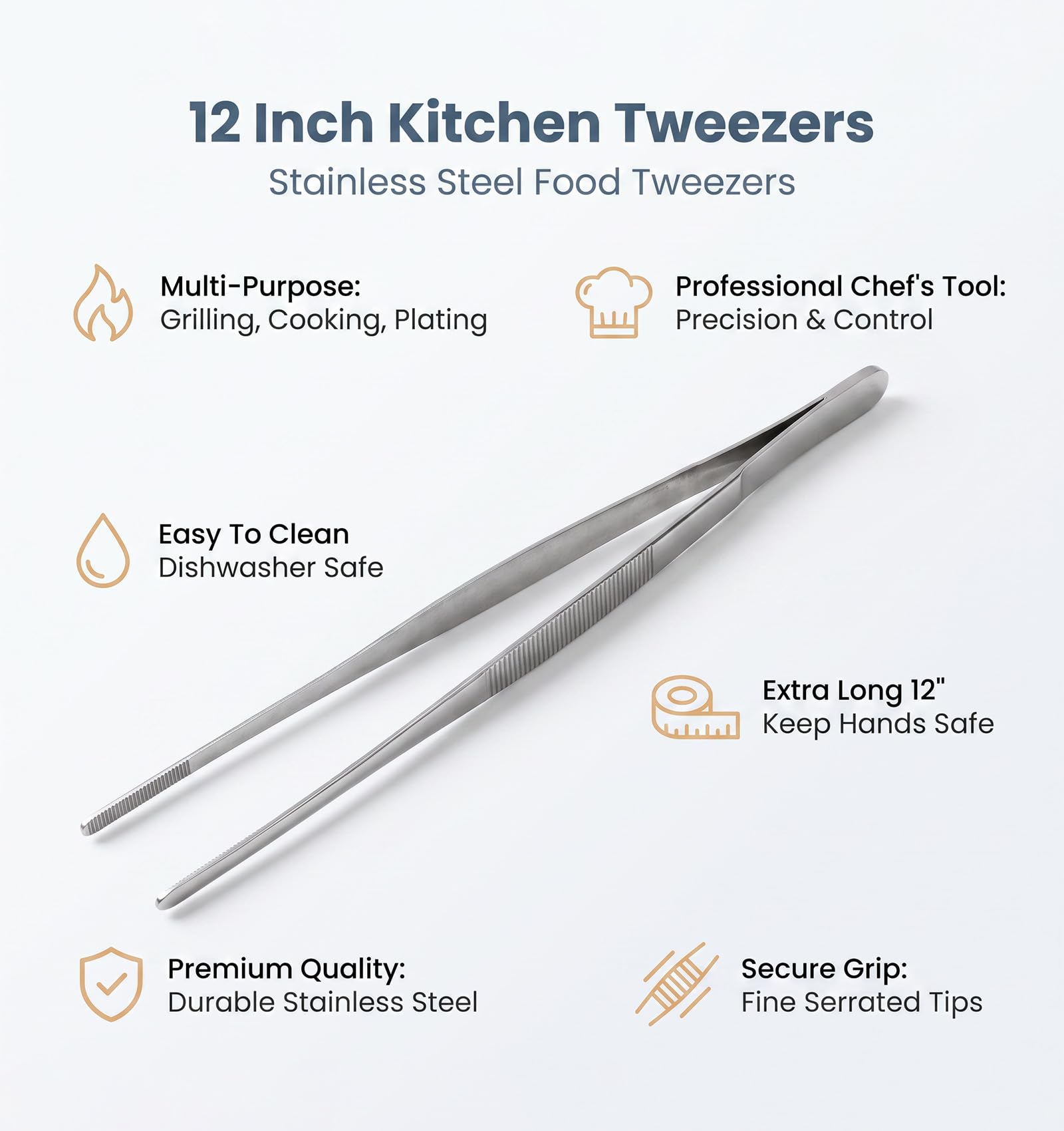 heat safe cooking tweezers for grilling and cocktails