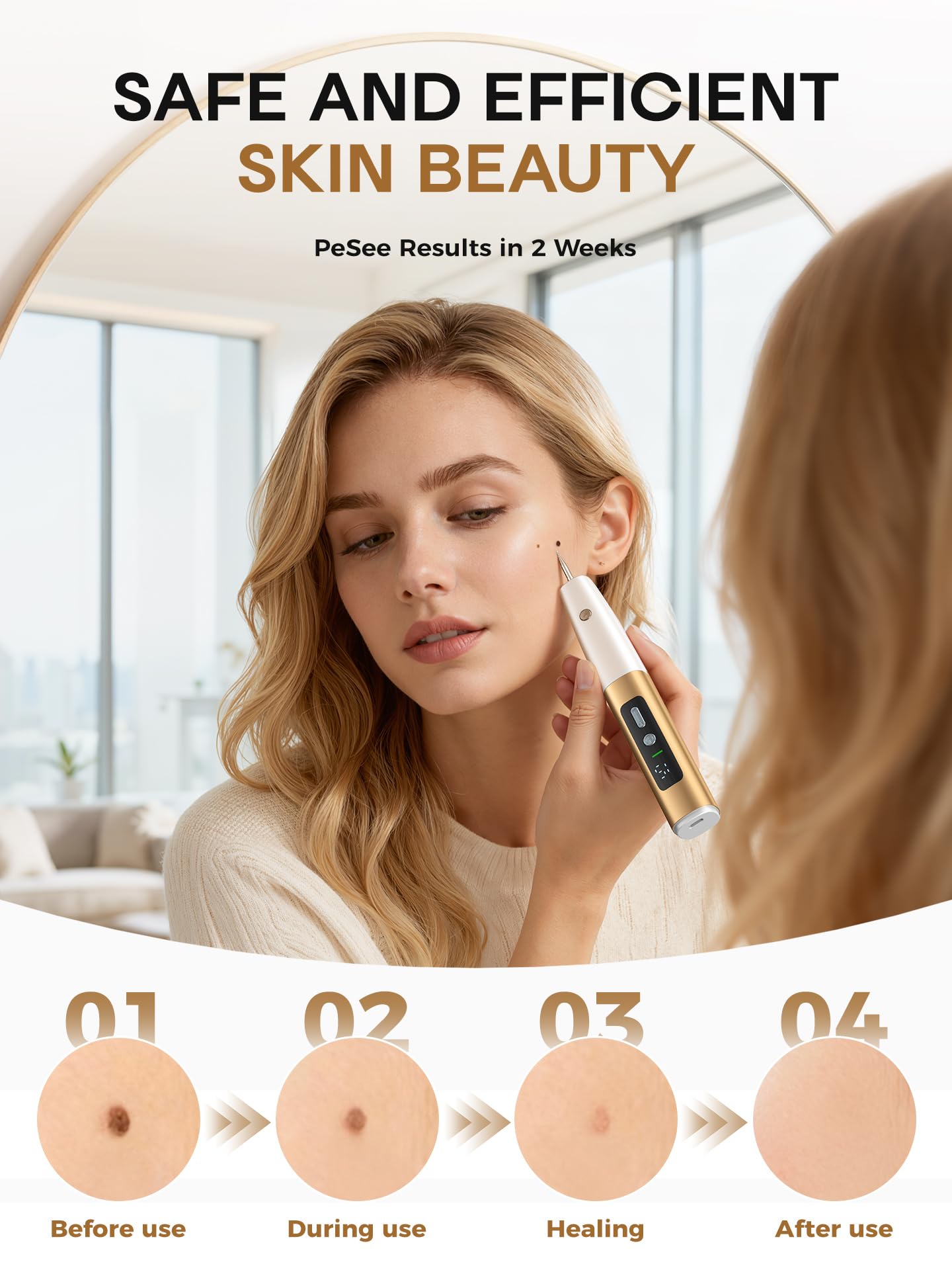 Precision tip for targeted application on skin blemish