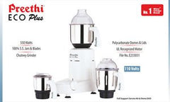 Three stainless steel jars for Preethi Eco Plus mixer grinder 1.50 L 1.00 L 0.40 L